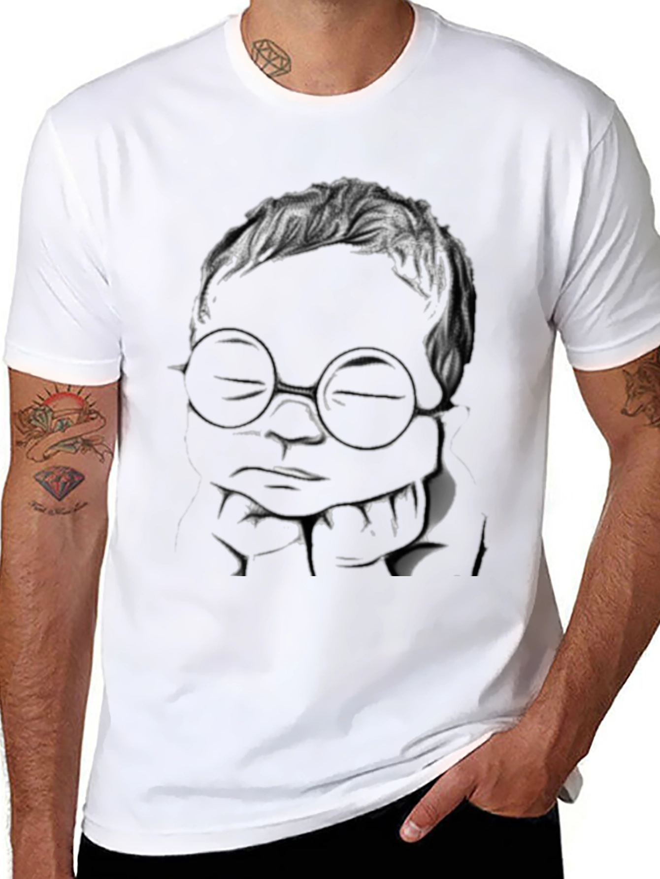 Abstract Portrait Graphic Tee - Edgy Style