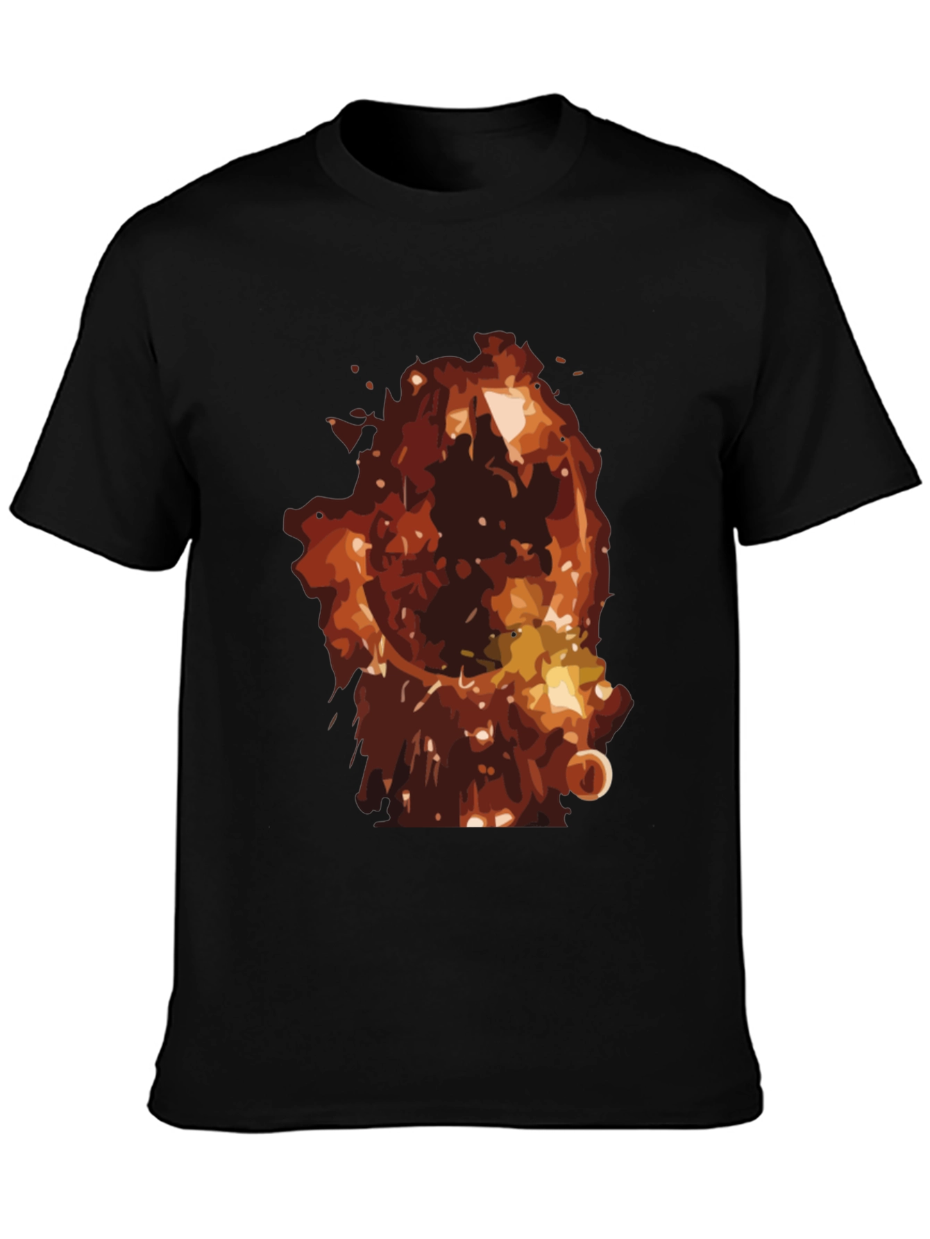 Fiery Graphic Print Mens Black T-Shirt