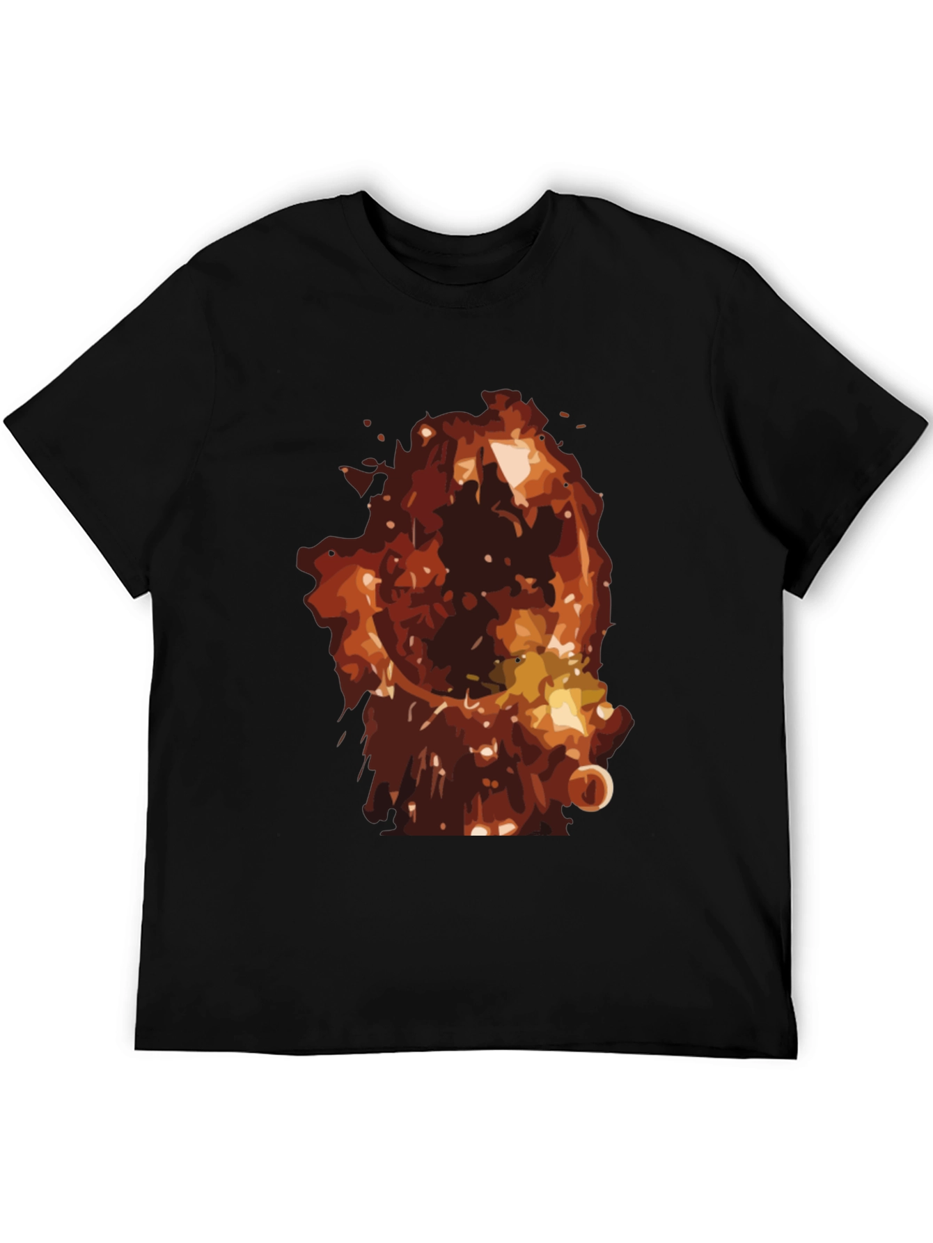 Fiery Graphic Print Mens Black T-Shirt