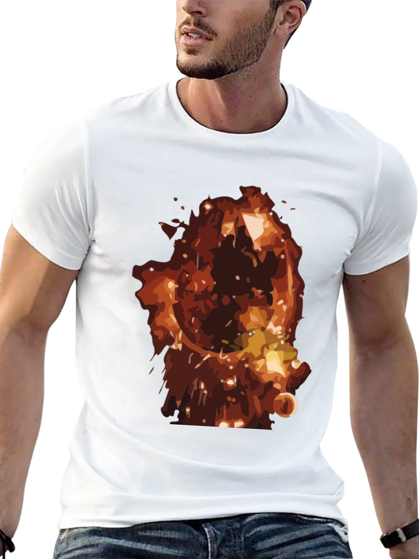 Fiery Graphic Print Mens Black T-Shirt