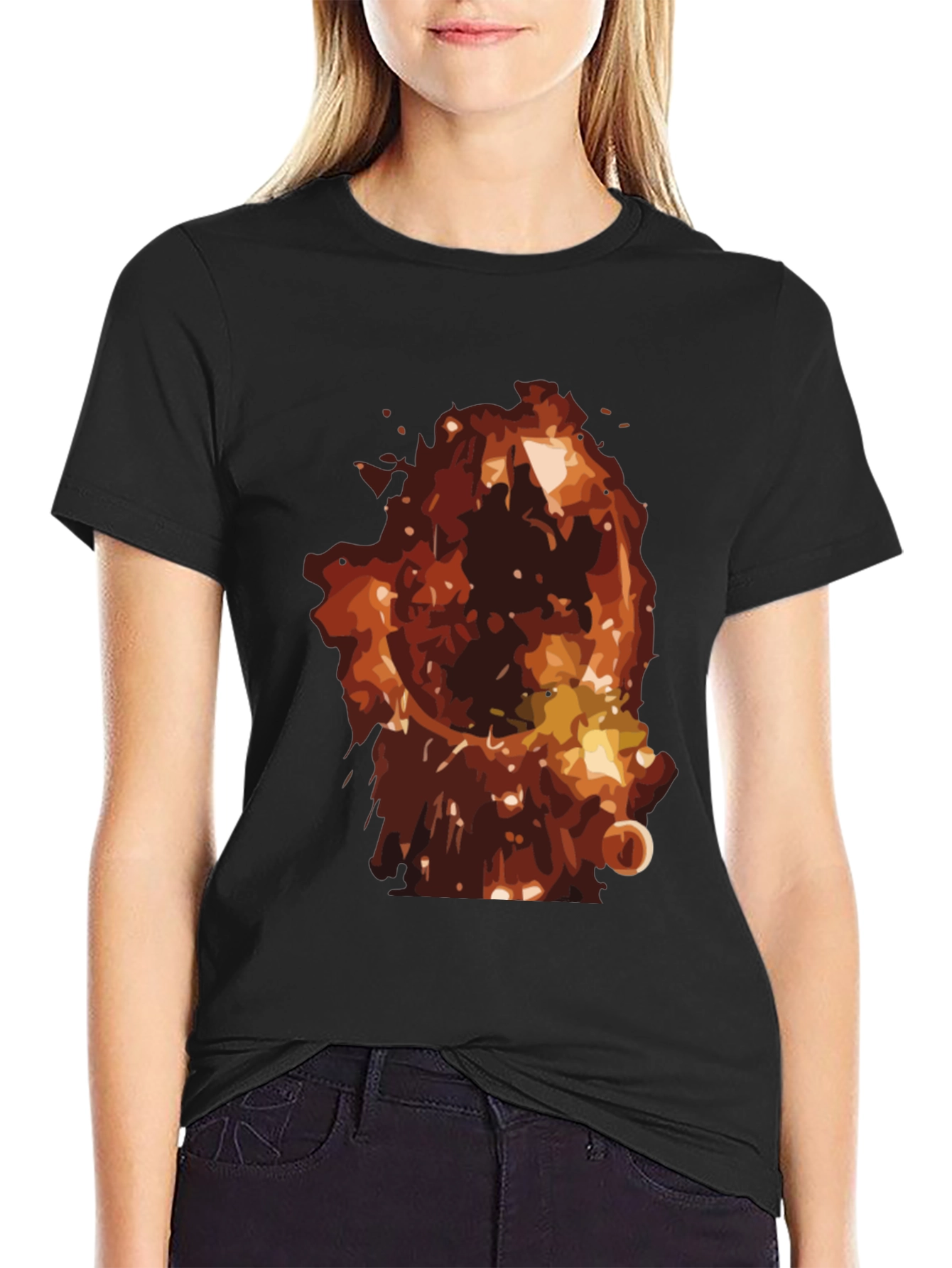 Fiery Graphic Print Mens Black T-Shirt