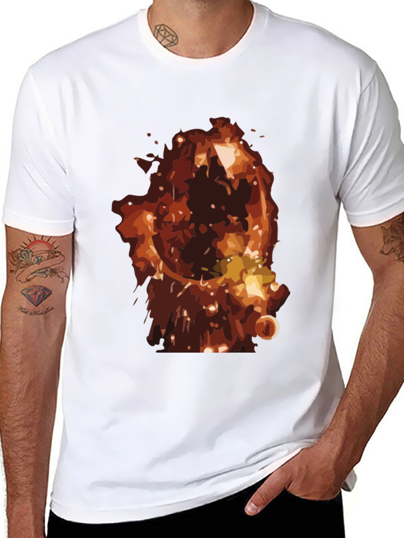 Fiery Graphic Print Mens Black T-Shirt