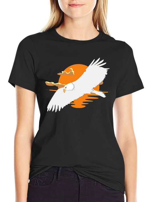 Eagle Sunset Graphic Tee - Stylish Black T-Shirt
