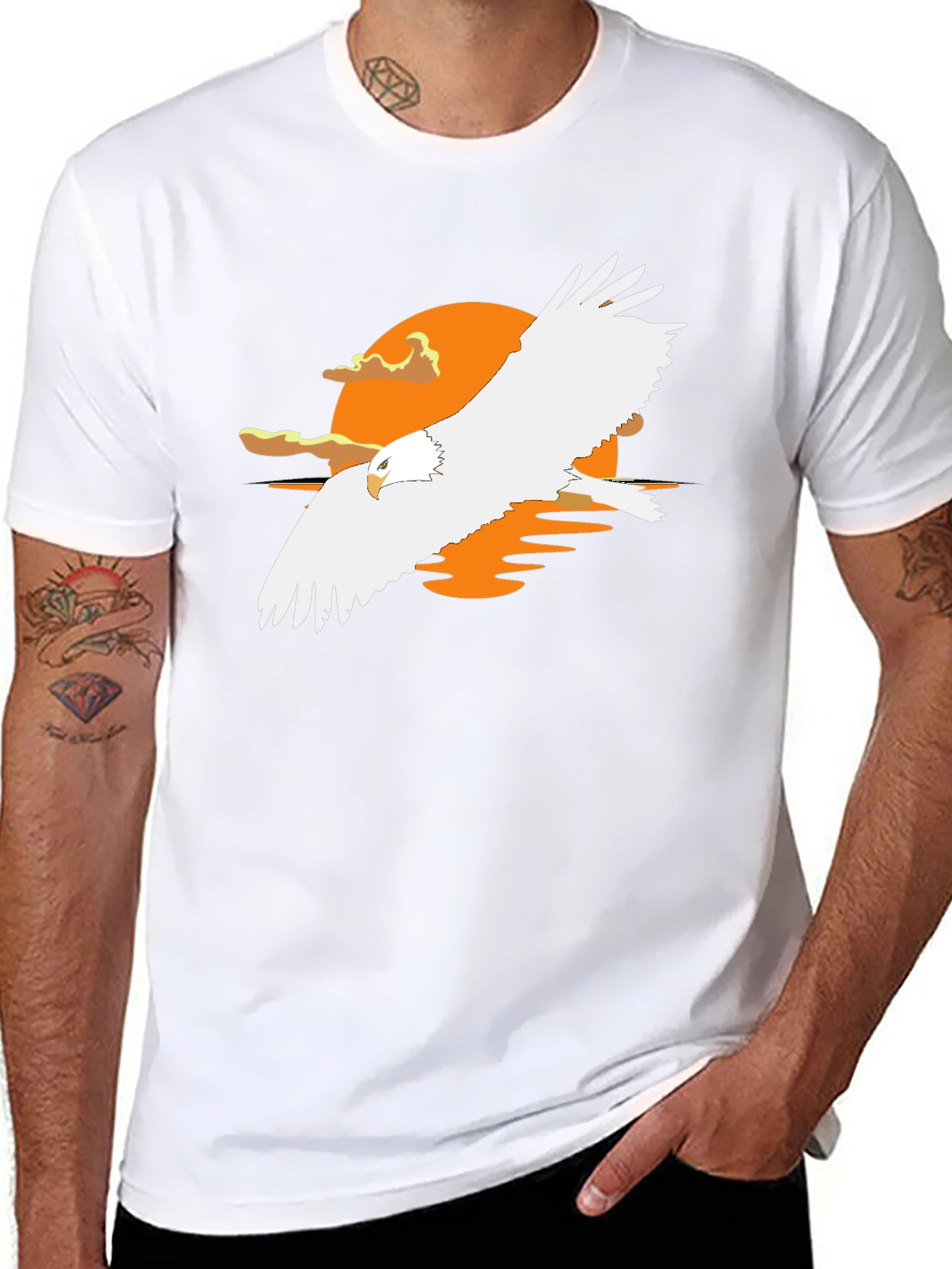 Eagle Sunset Graphic Tee - Stylish Black T-Shirt