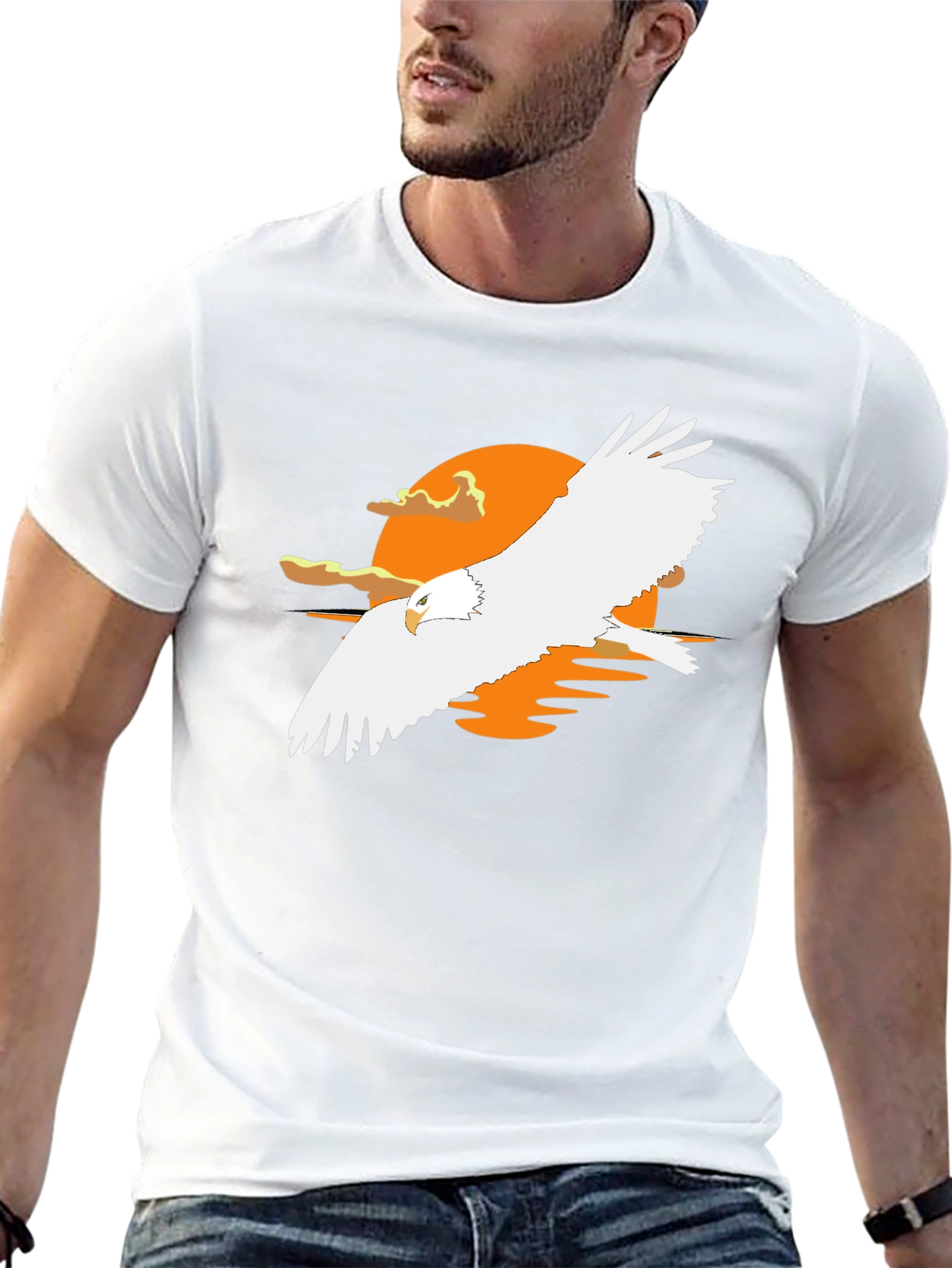 Eagle Sunset Graphic Tee - Stylish Black T-Shirt
