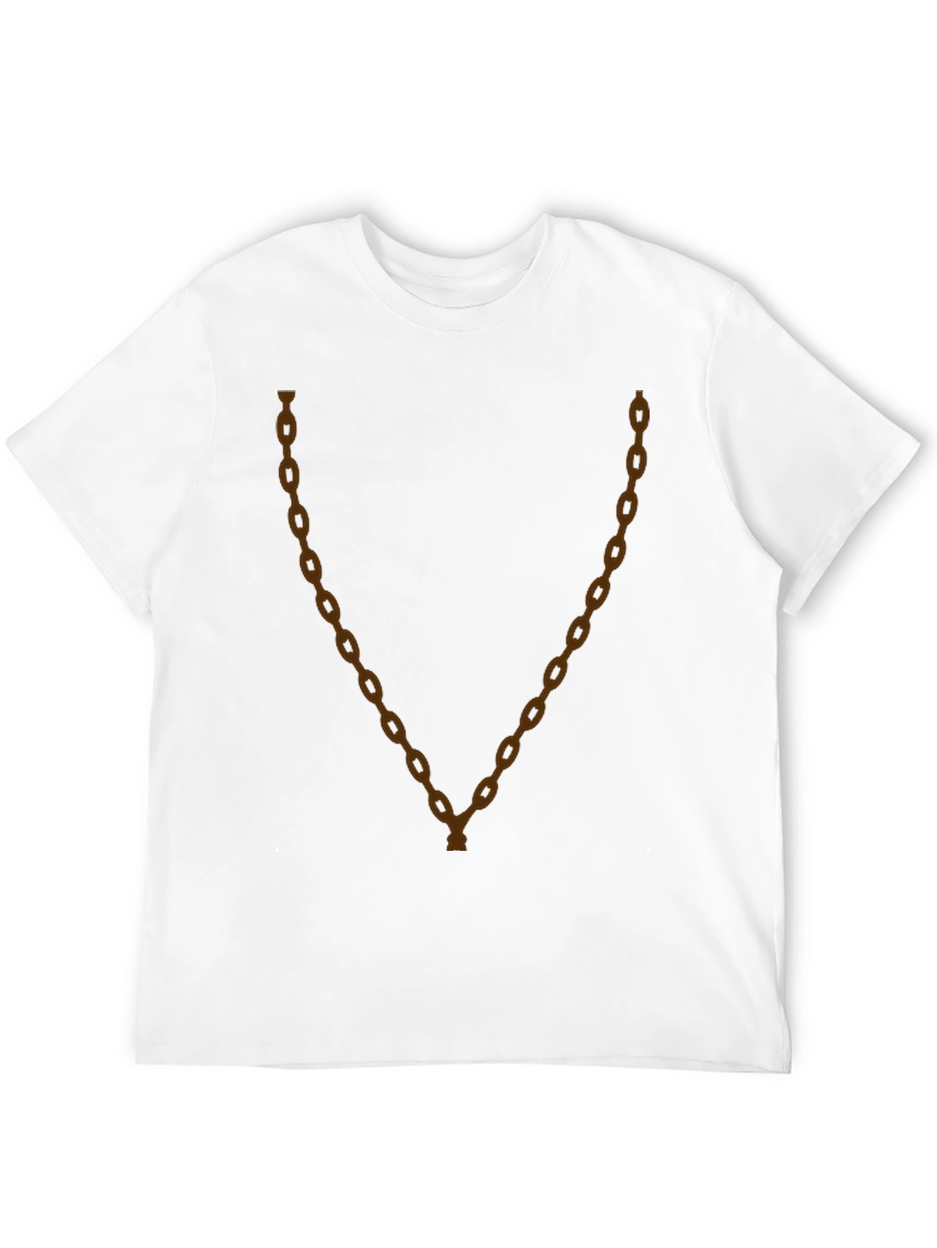 Mens Black T-Shirt with Brown Chain Print