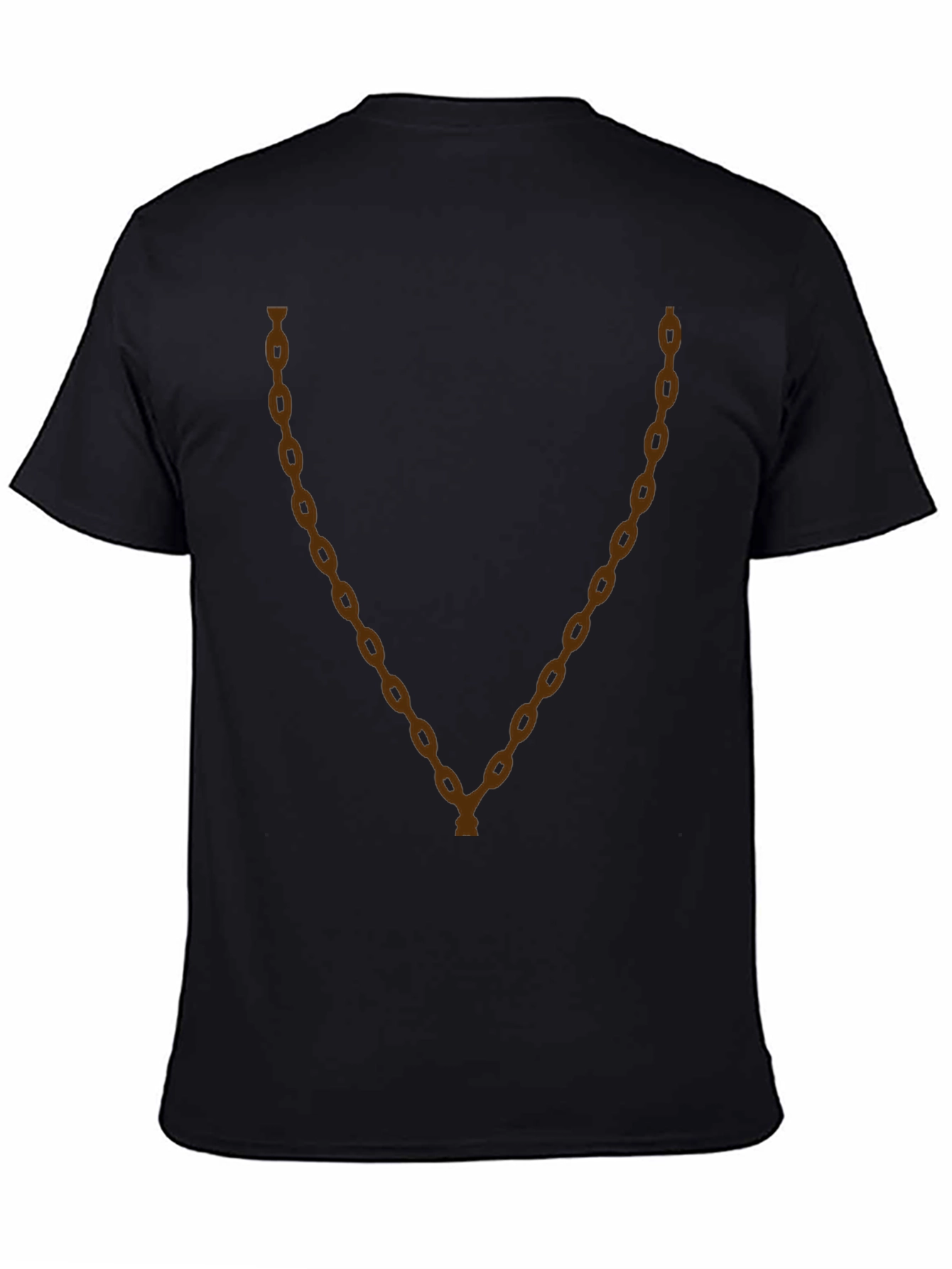 Mens Black T-Shirt with Brown Chain Print