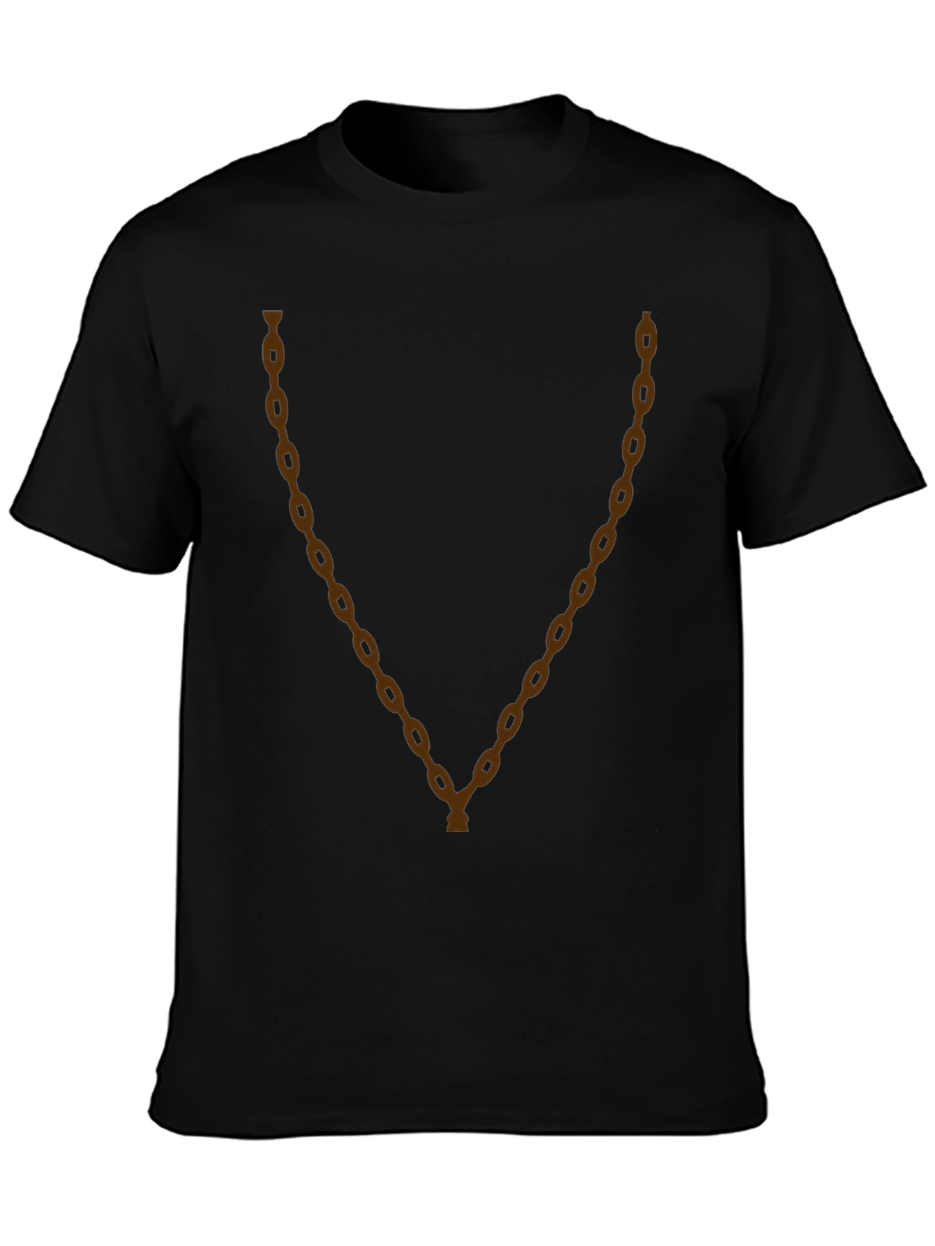 Mens Black T-Shirt with Brown Chain Print