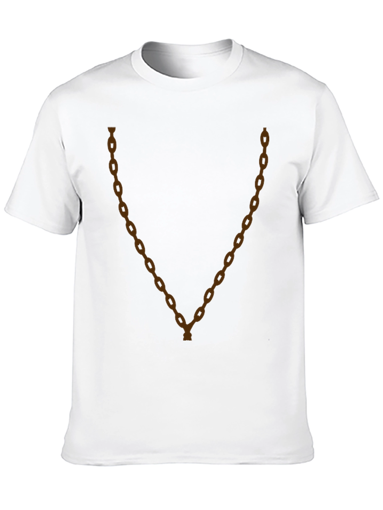 Mens Black T-Shirt with Brown Chain Print