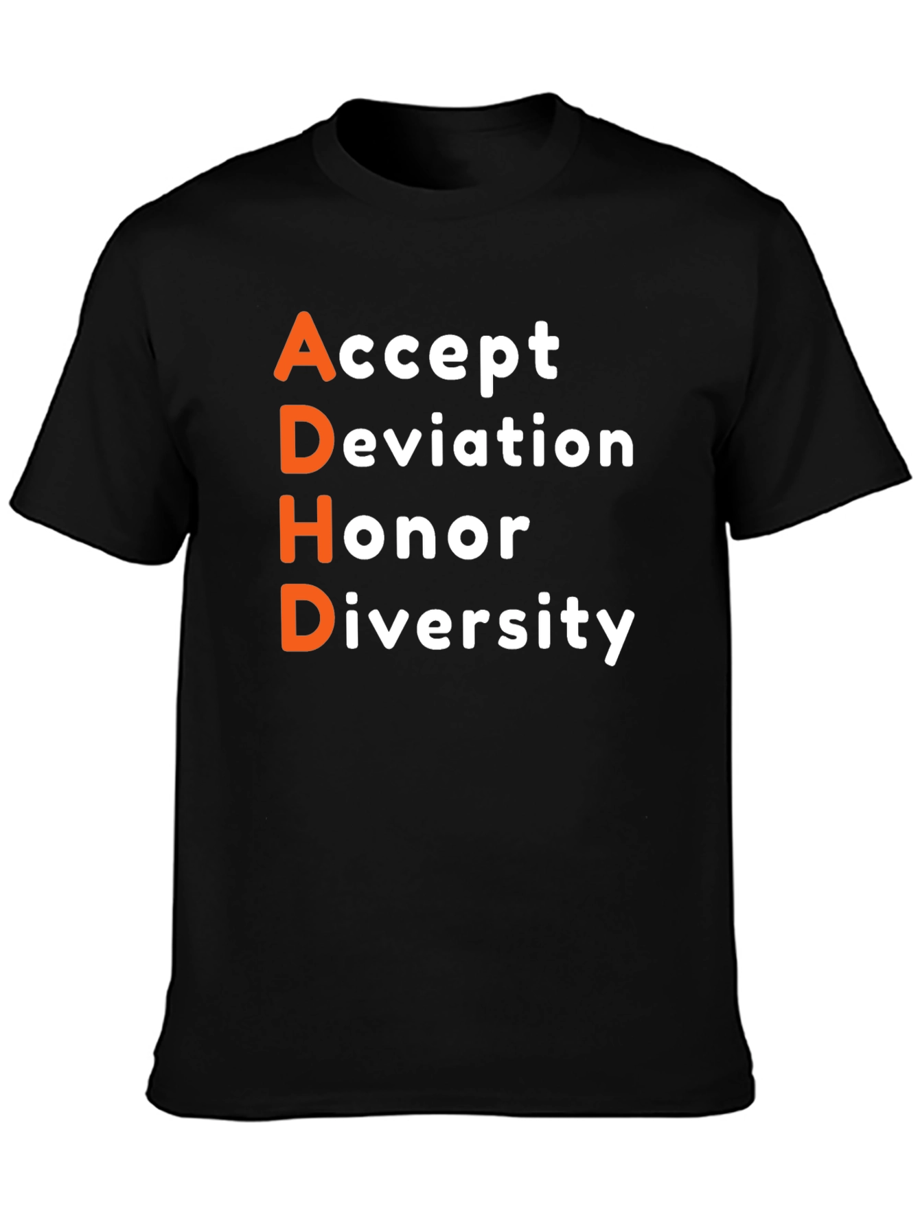 ADHD Accept Honor Diversity Black T-Shirt