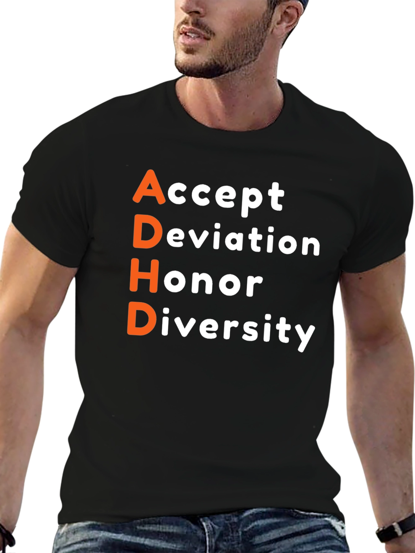 ADHD Accept Honor Diversity Black T-Shirt