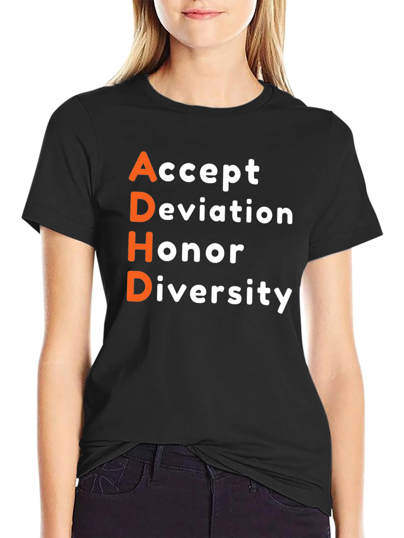 ADHD Accept Honor Diversity Black T-Shirt