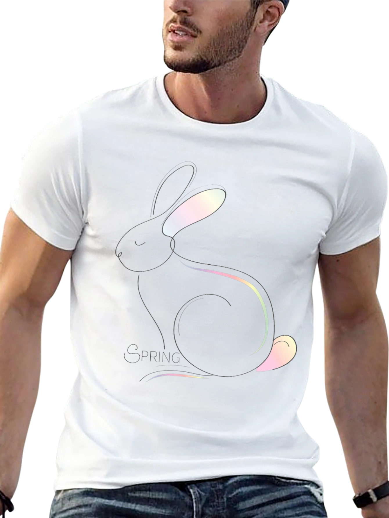 Modern Rabbit Graphic Black T-Shirt