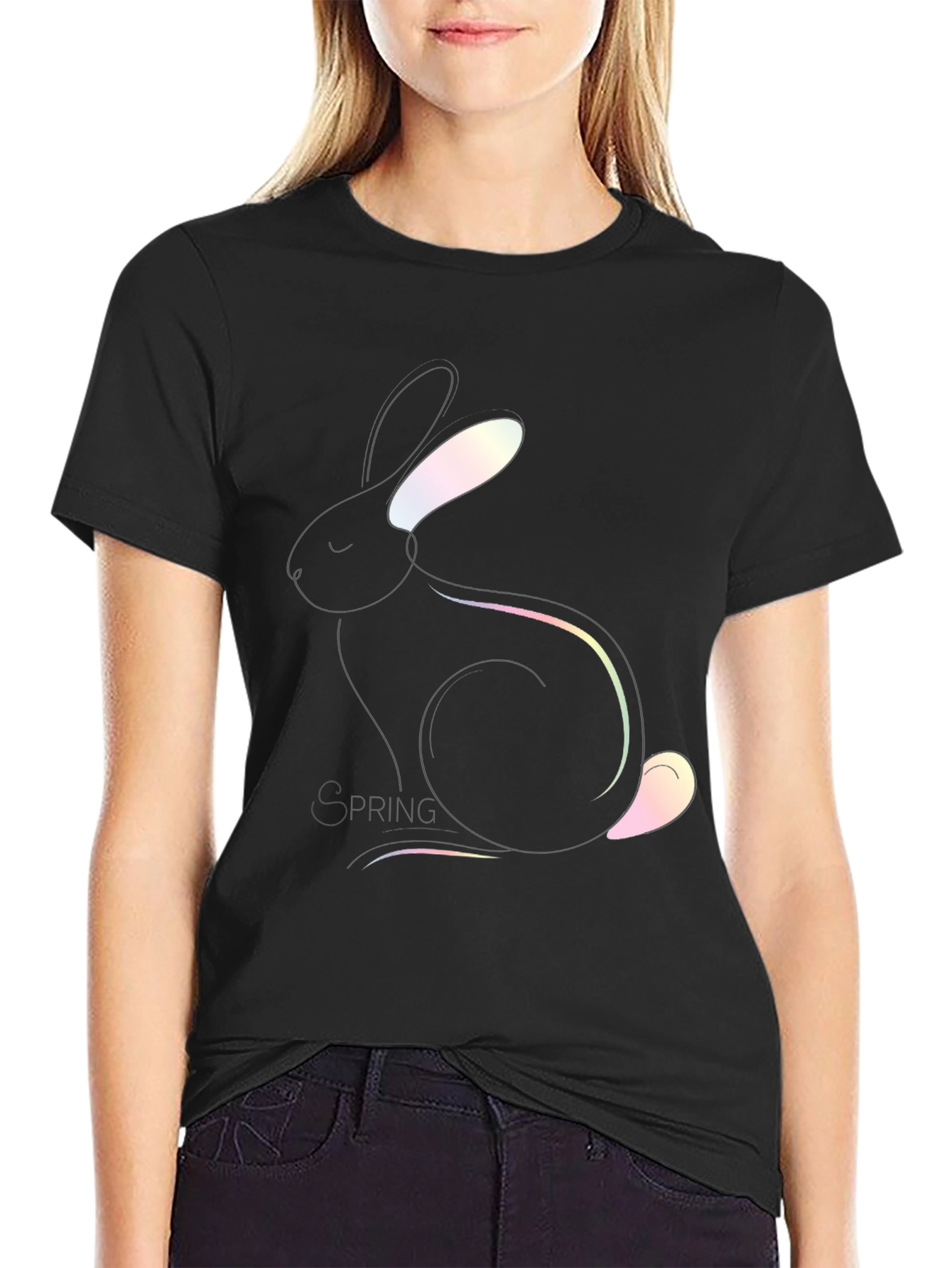 Modern Rabbit Graphic Black T-Shirt