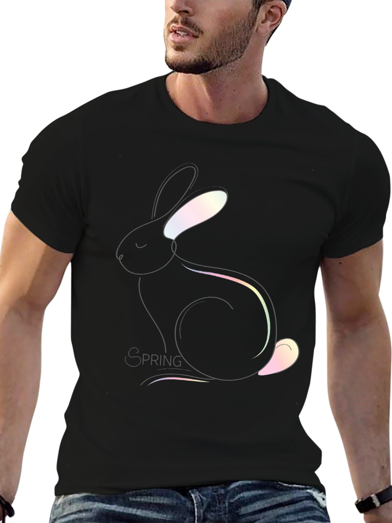 Modern Rabbit Graphic Black T-Shirt