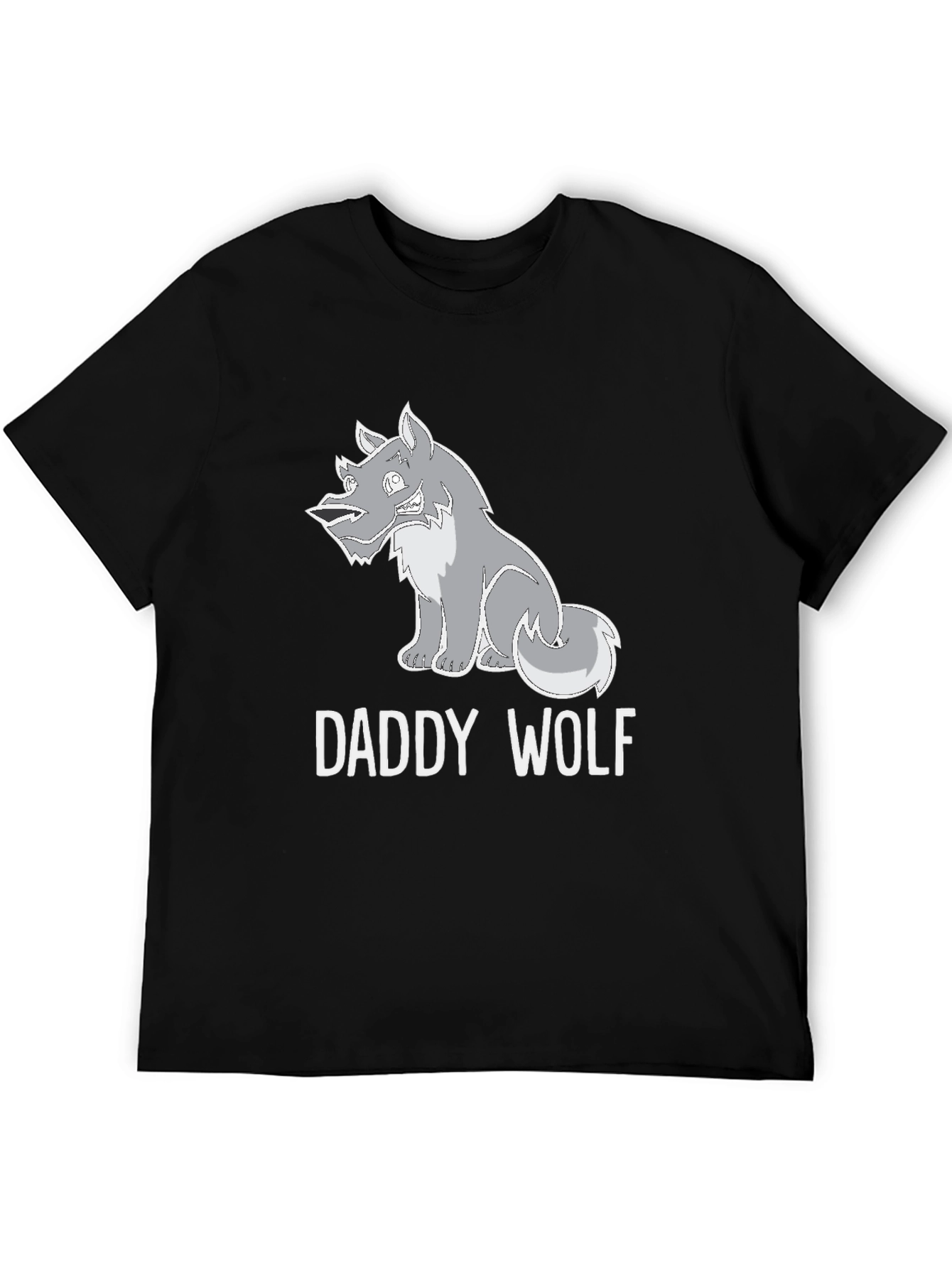 Daddy Wolf Graphic Tee - Black Cotton T-Shirt