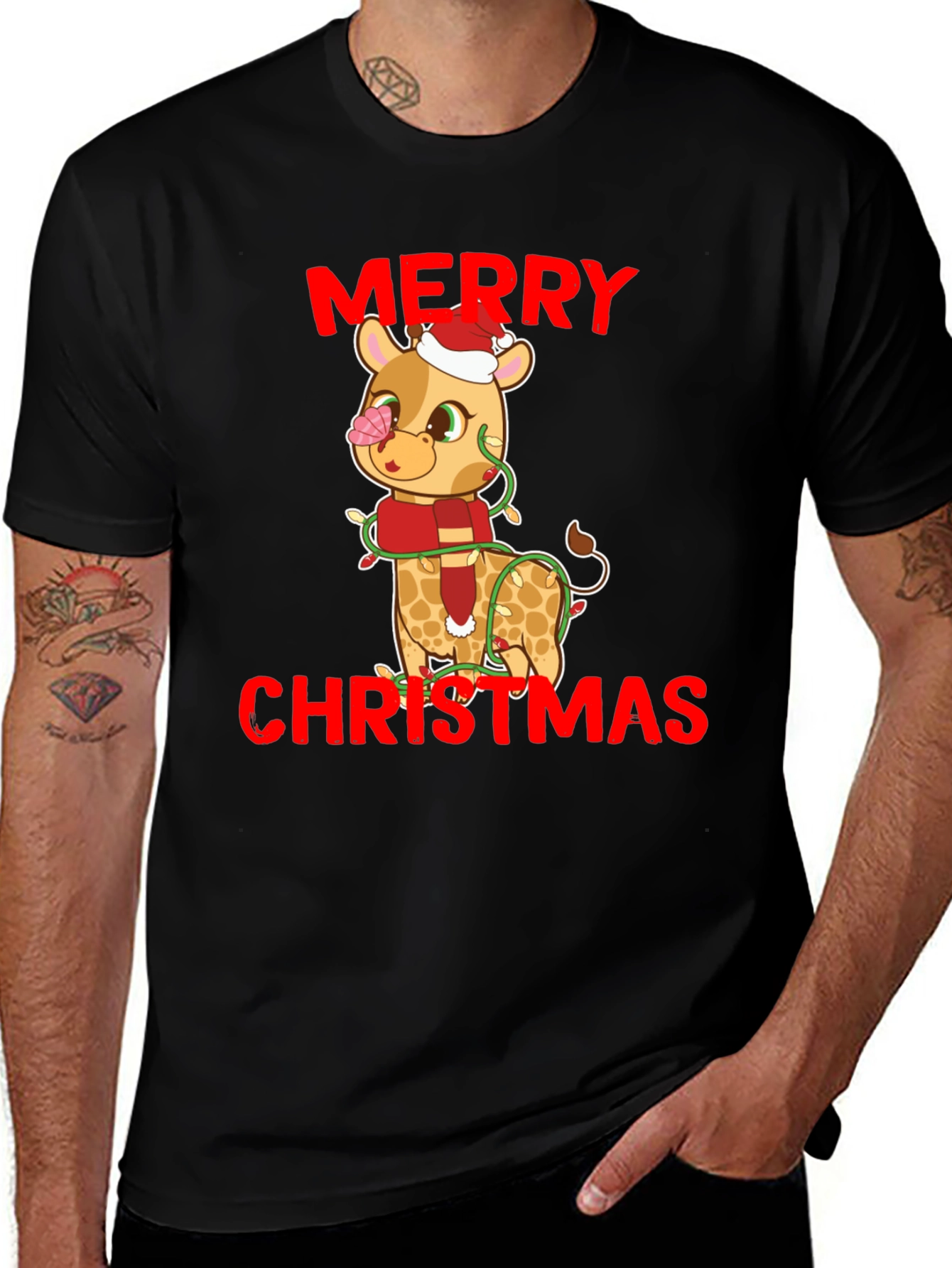 Festive Giraffe Christmas T-Shirt