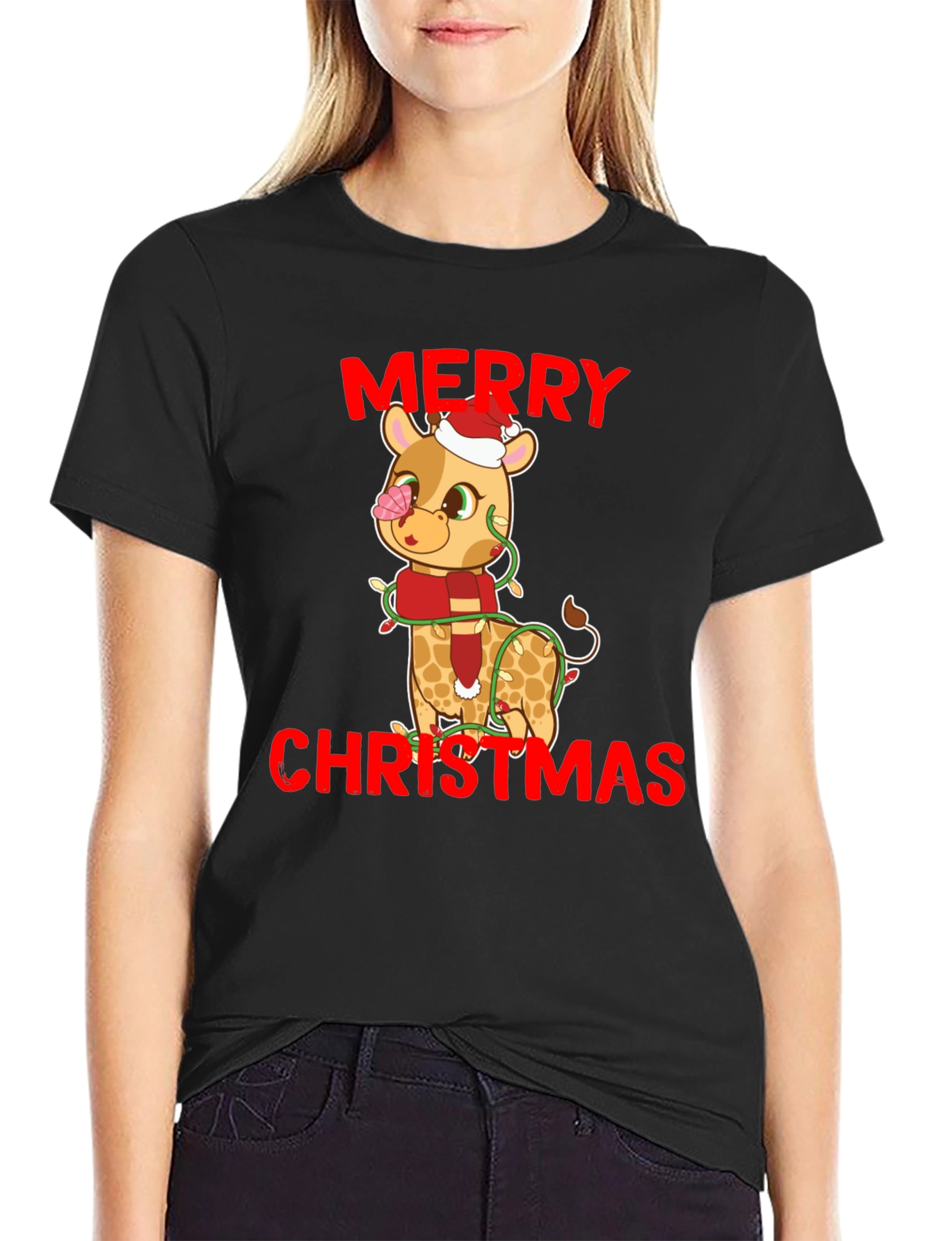 Festive Giraffe Christmas T-Shirt