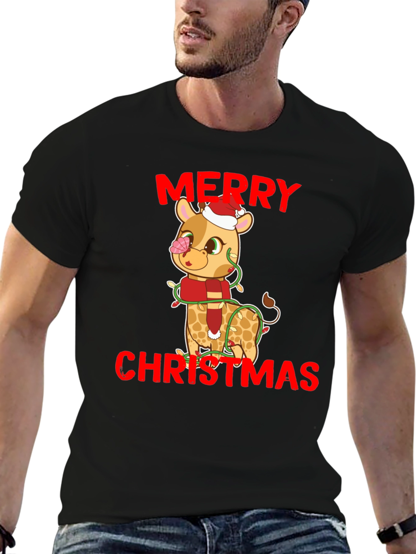 Festive Giraffe Christmas T-Shirt