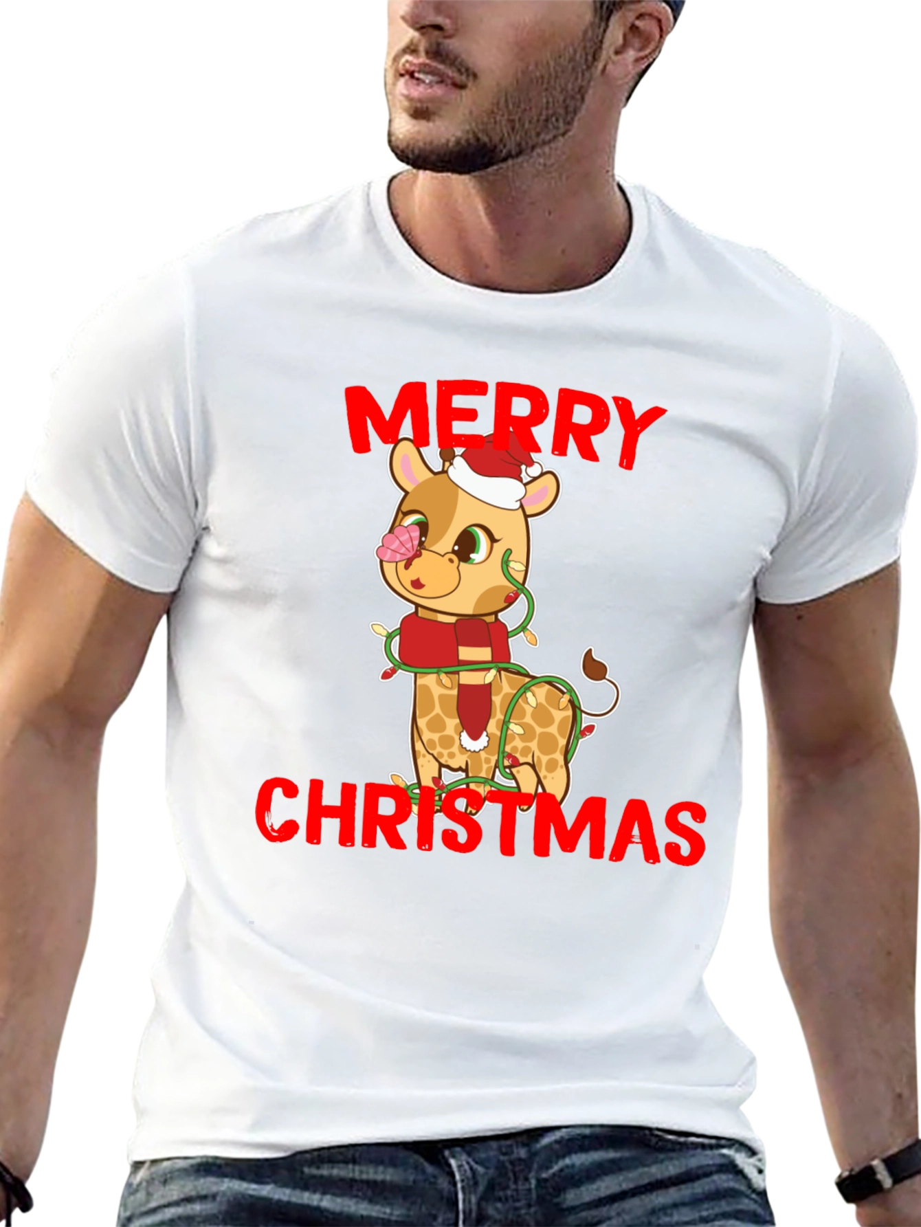 Festive Giraffe Christmas T-Shirt