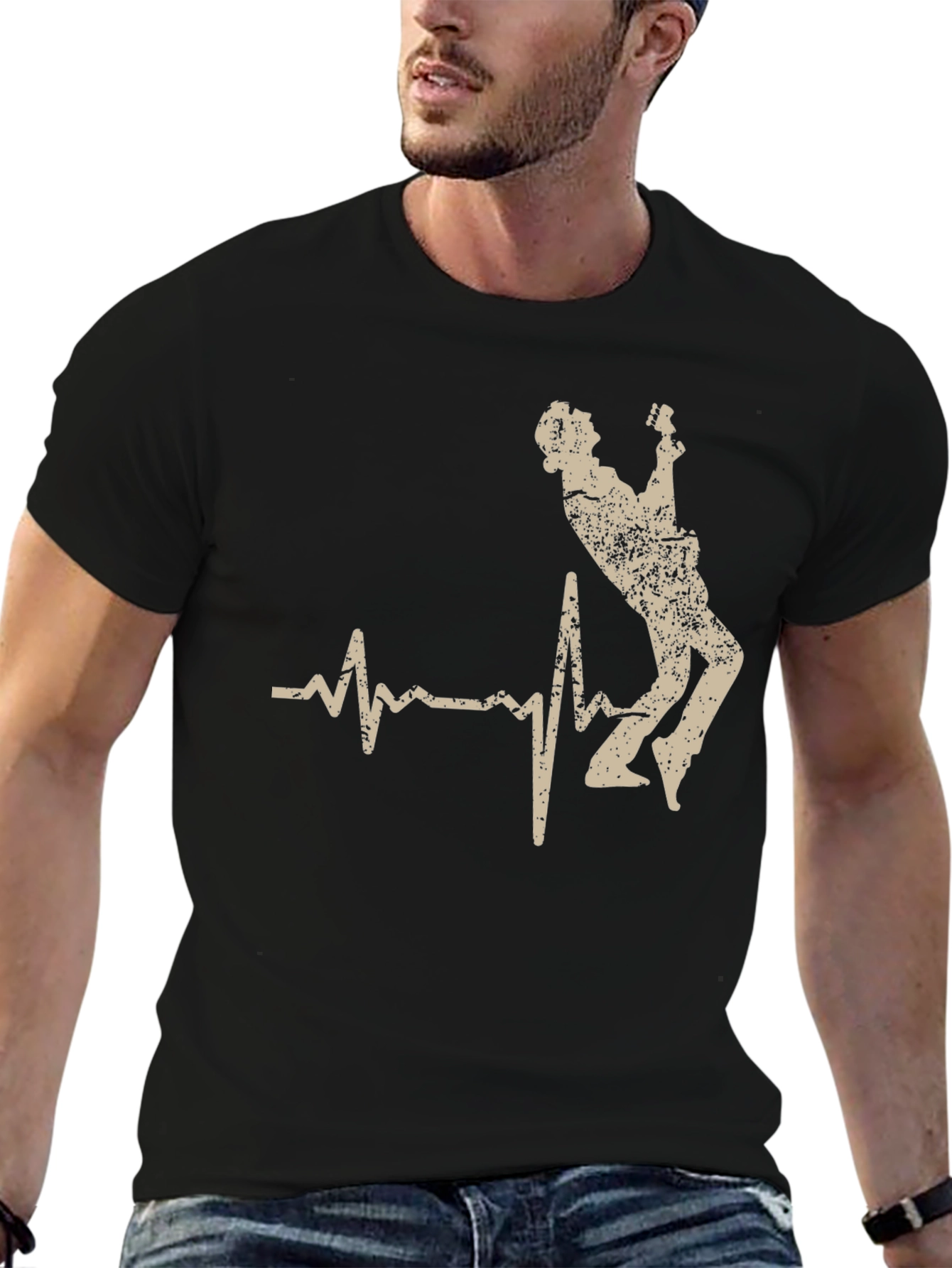 Guitarist Heartbeat Graphic Tee - Rocker Style