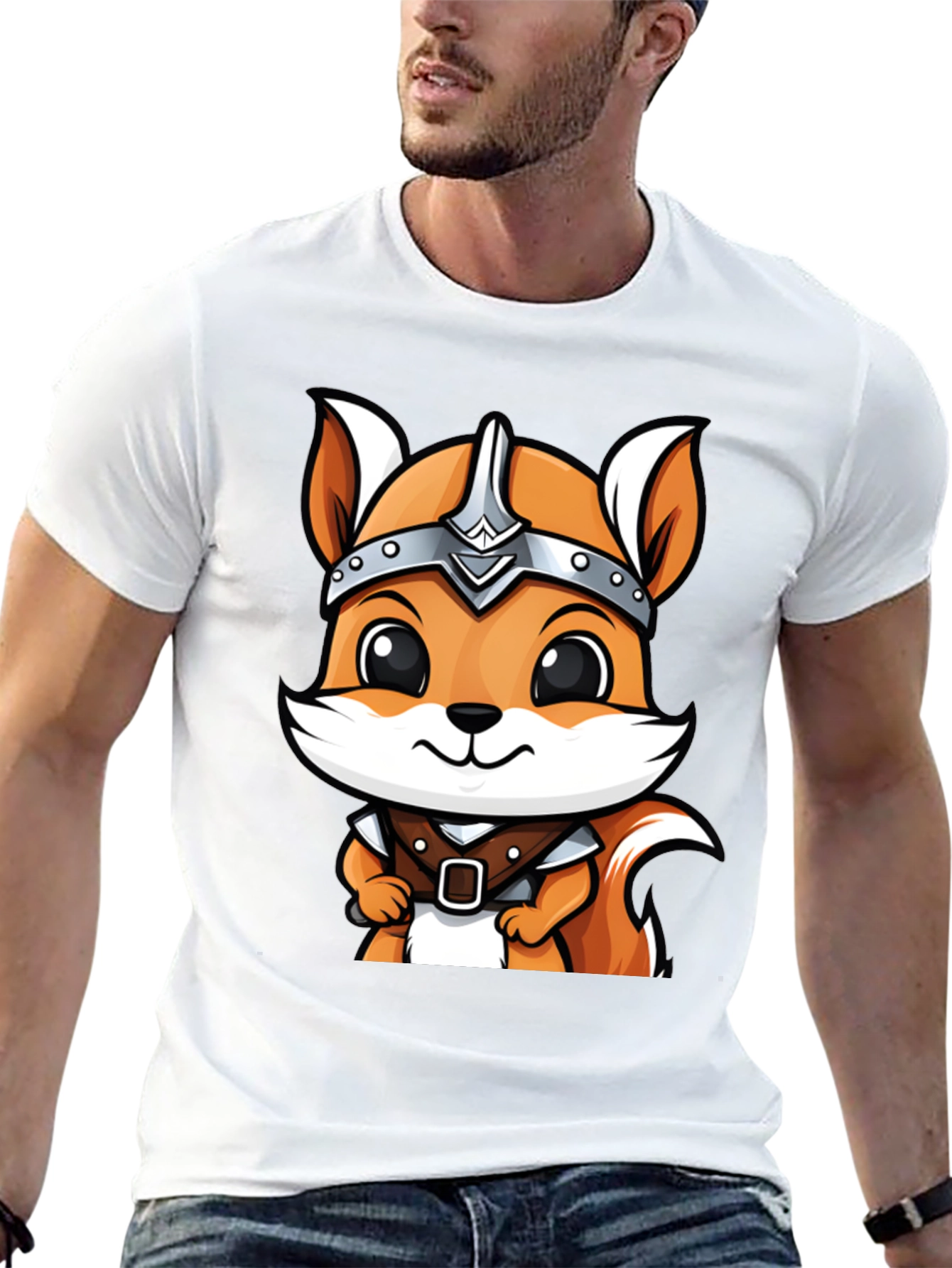 Viking Squirrel Cartoon Black T-Shirt