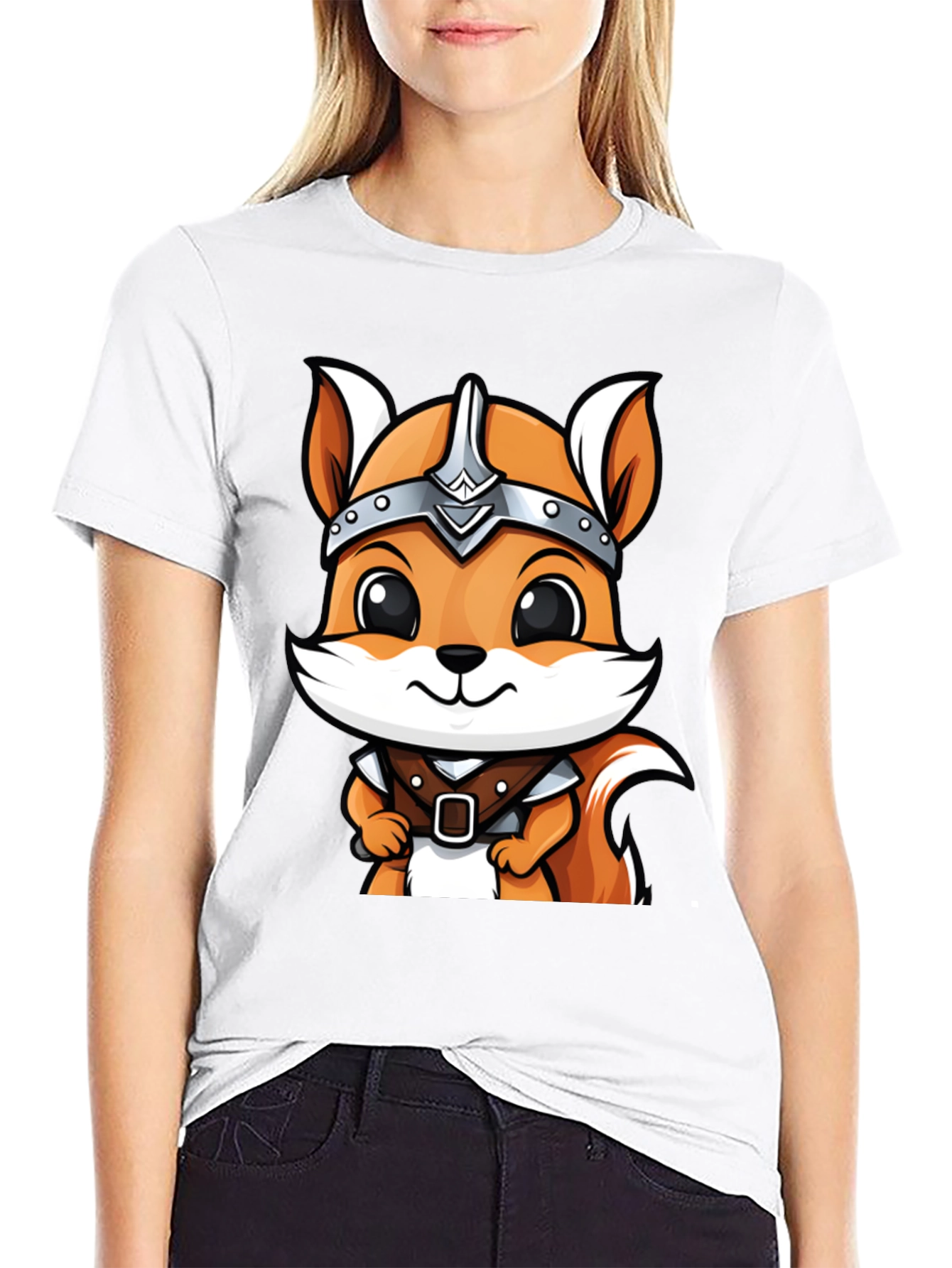Viking Squirrel Cartoon Black T-Shirt
