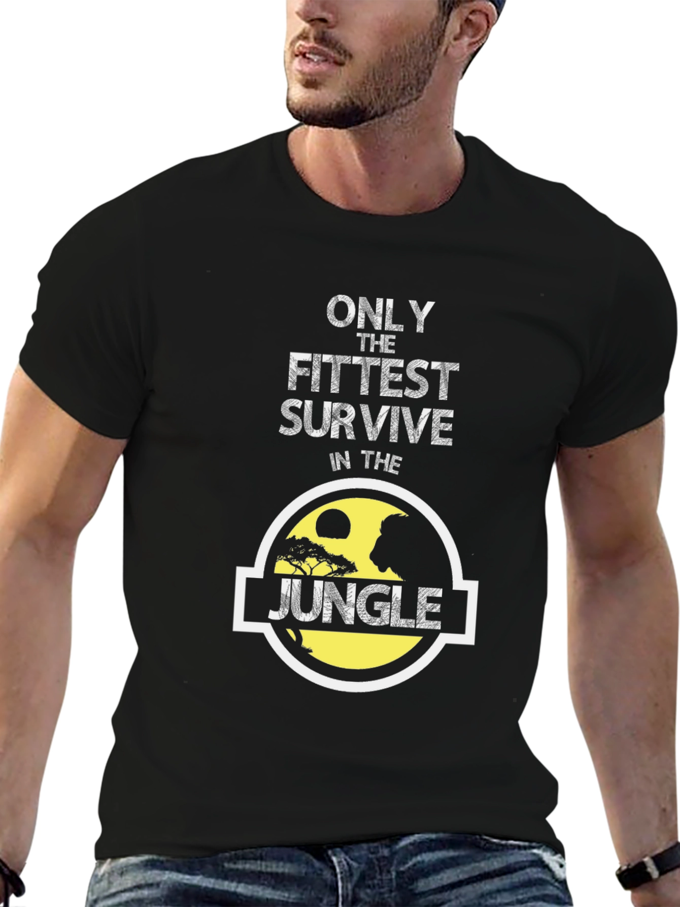 Fittest Survive Jungle Graphic Tee - Black