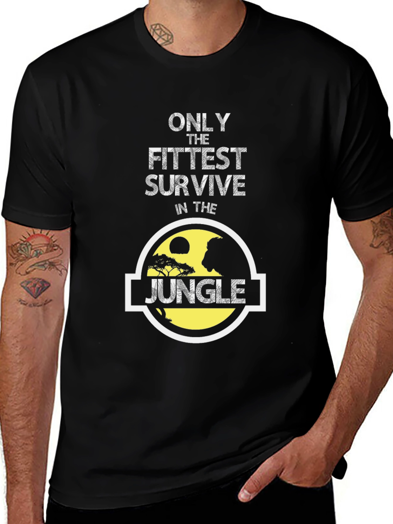 Fittest Survive Jungle Graphic Tee - Black