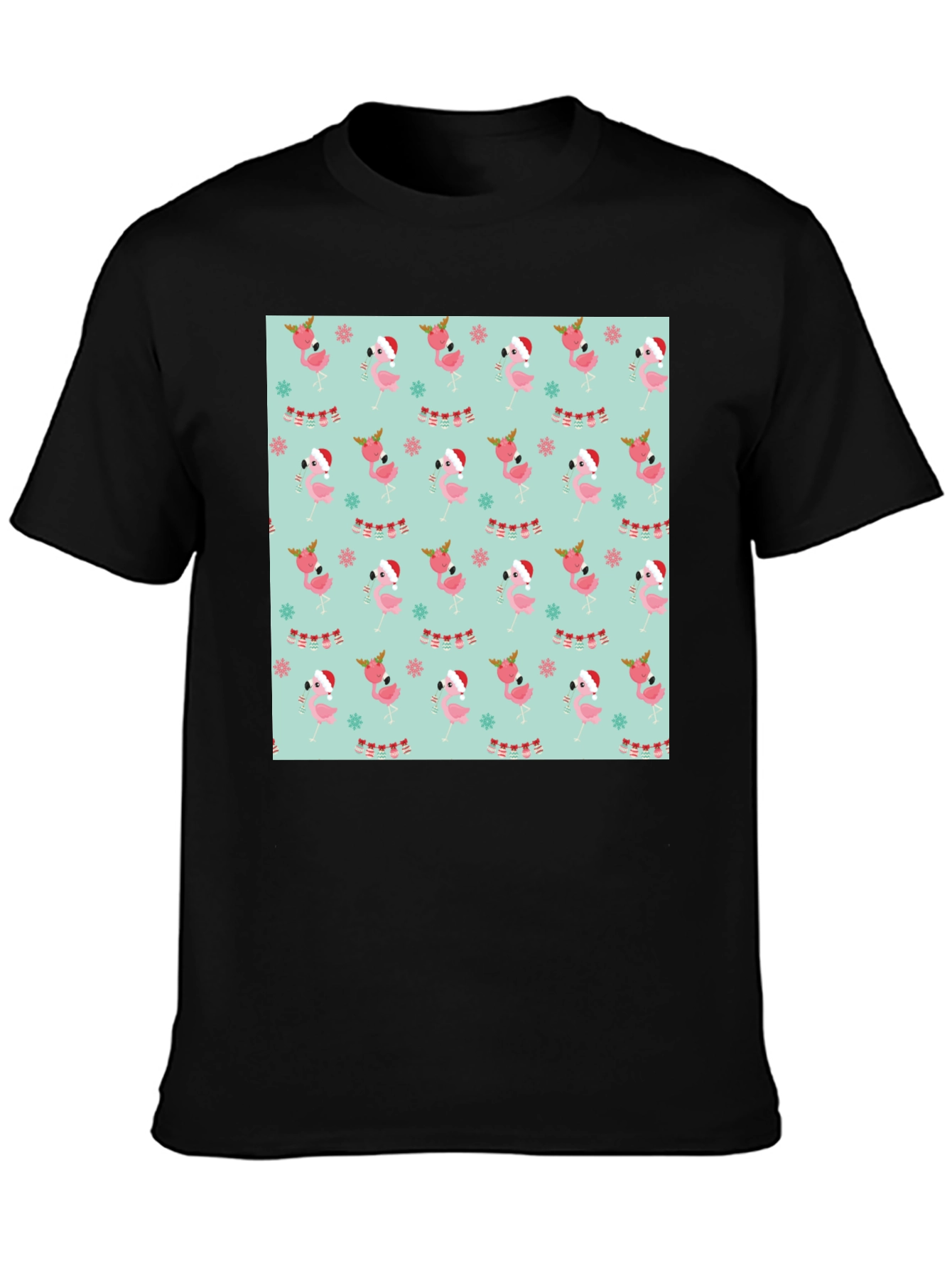 Festive Flamingo Christmas Pattern T-Shirt