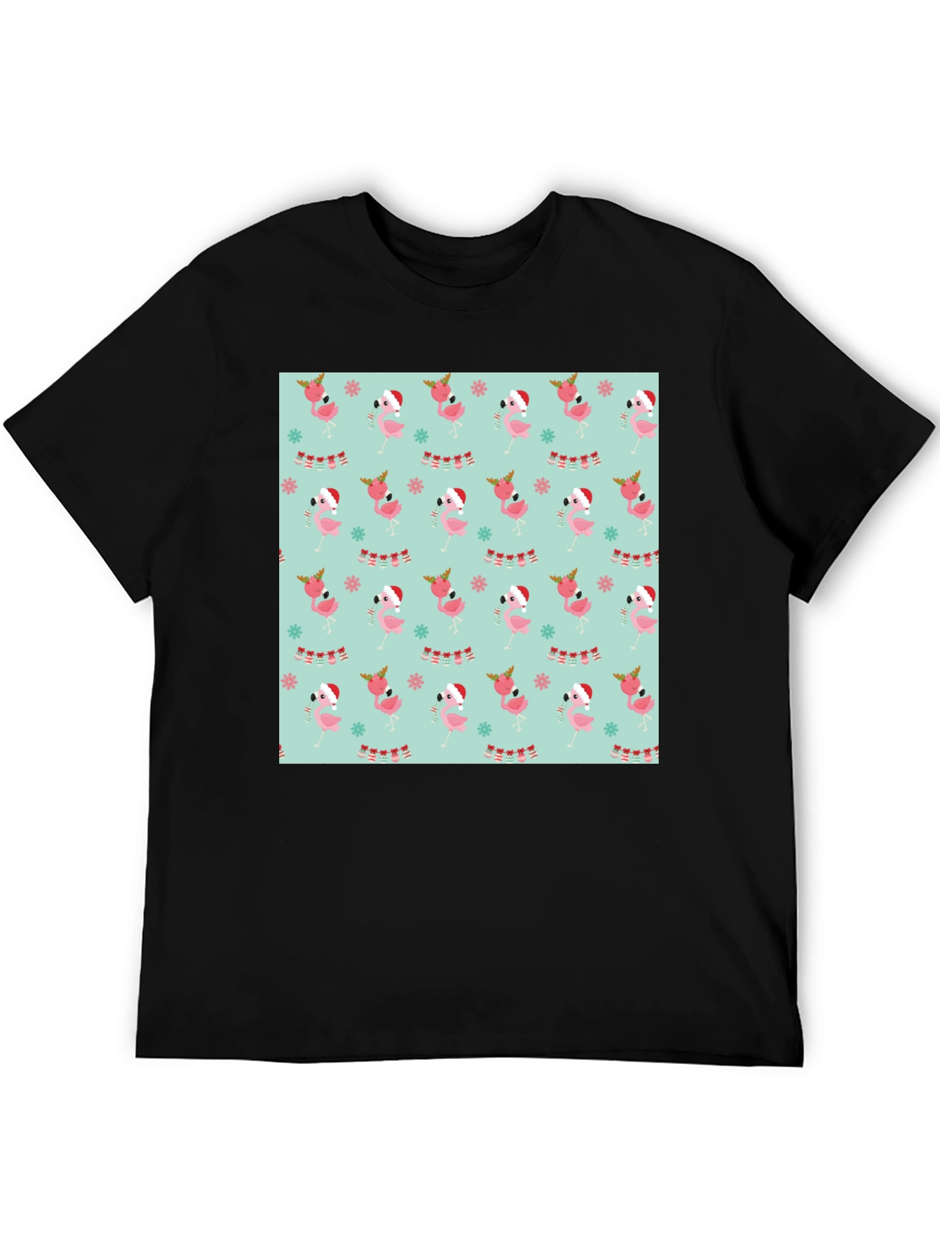 Festive Flamingo Christmas Pattern T-Shirt