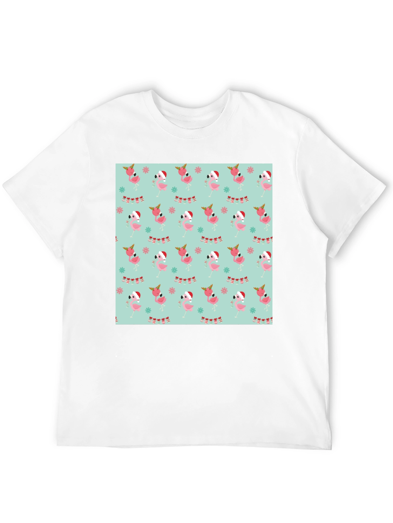 Festive Flamingo Christmas Pattern T-Shirt