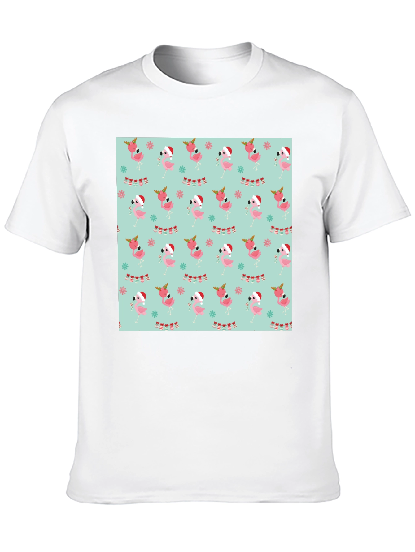 Festive Flamingo Christmas Pattern T-Shirt