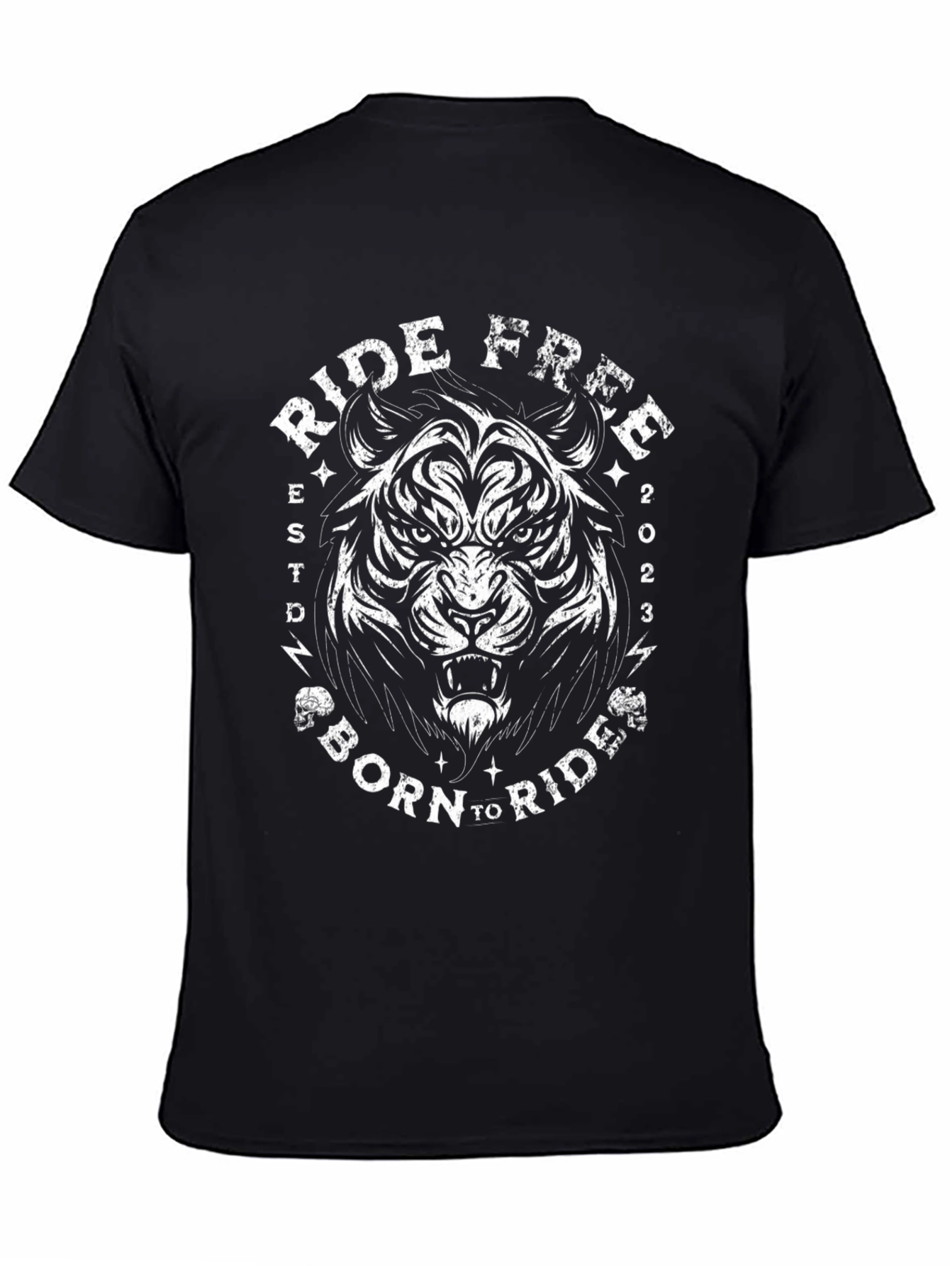 Ride Free Tiger Graphic Tee - Black Cotton T-Shirt