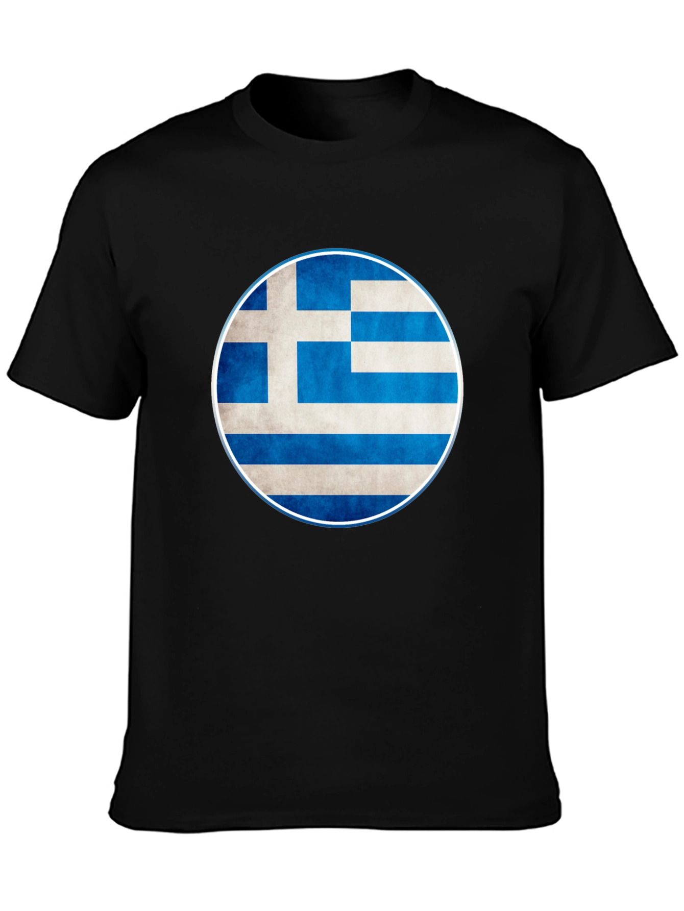 Greek Flag T-Shirt - Black Cotton Blend