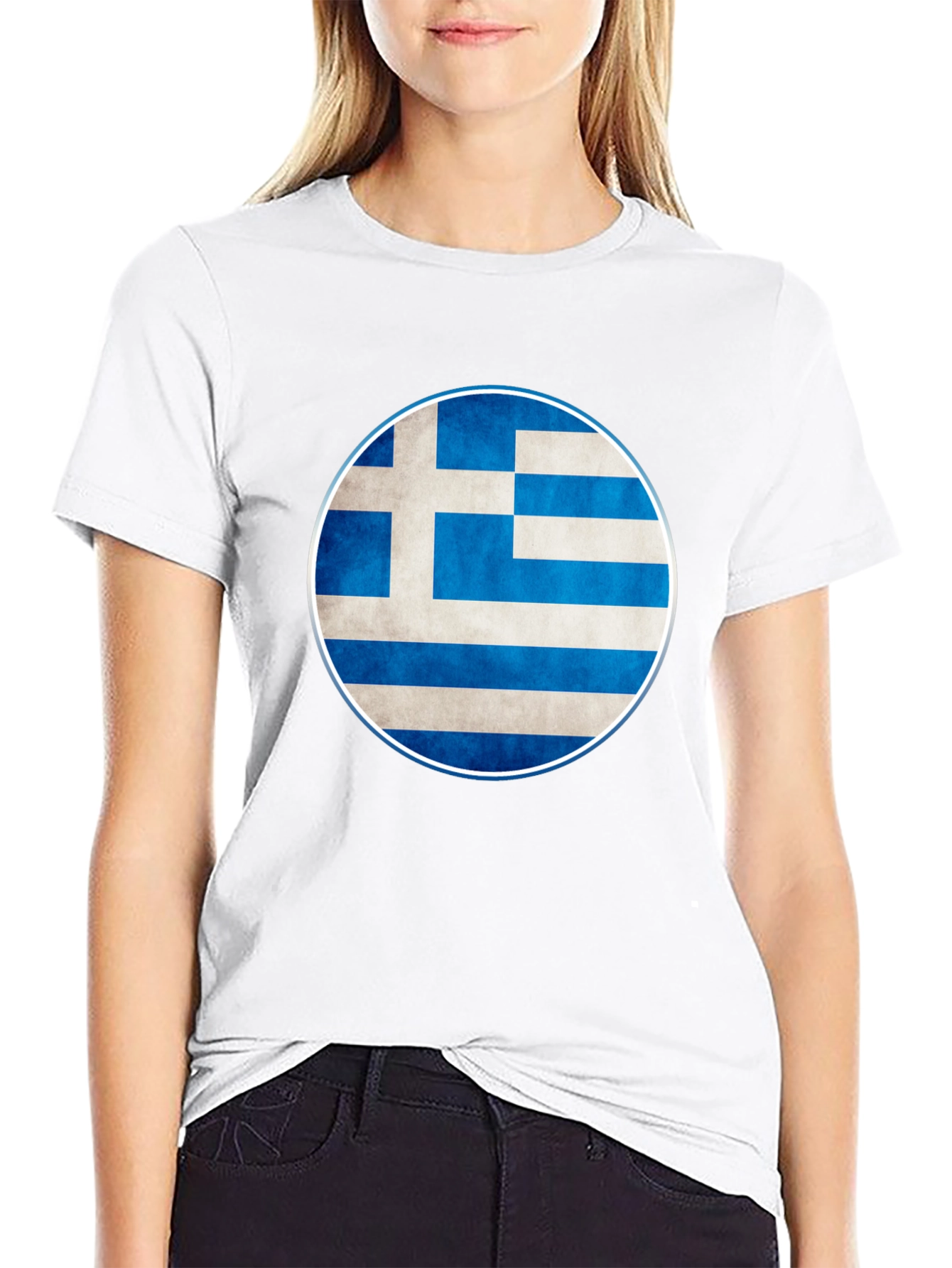 Greek Flag T-Shirt - Black Cotton Blend