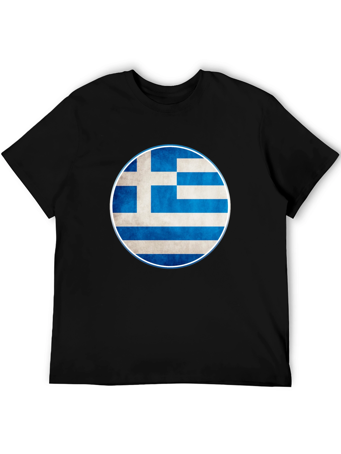 Greek Flag T-Shirt - Black Cotton Blend