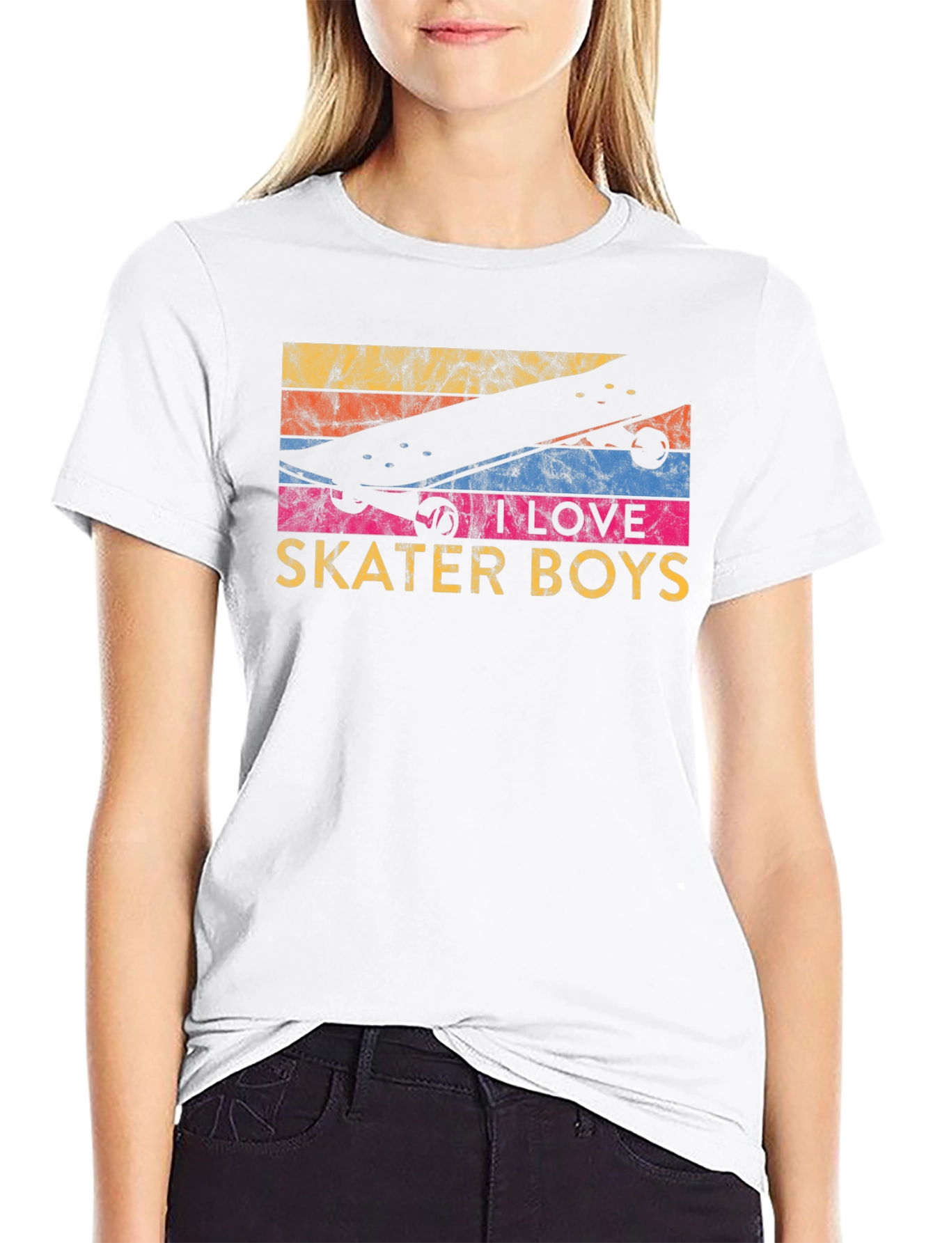 I Love Skater Boys Graphic T-Shirt - Black