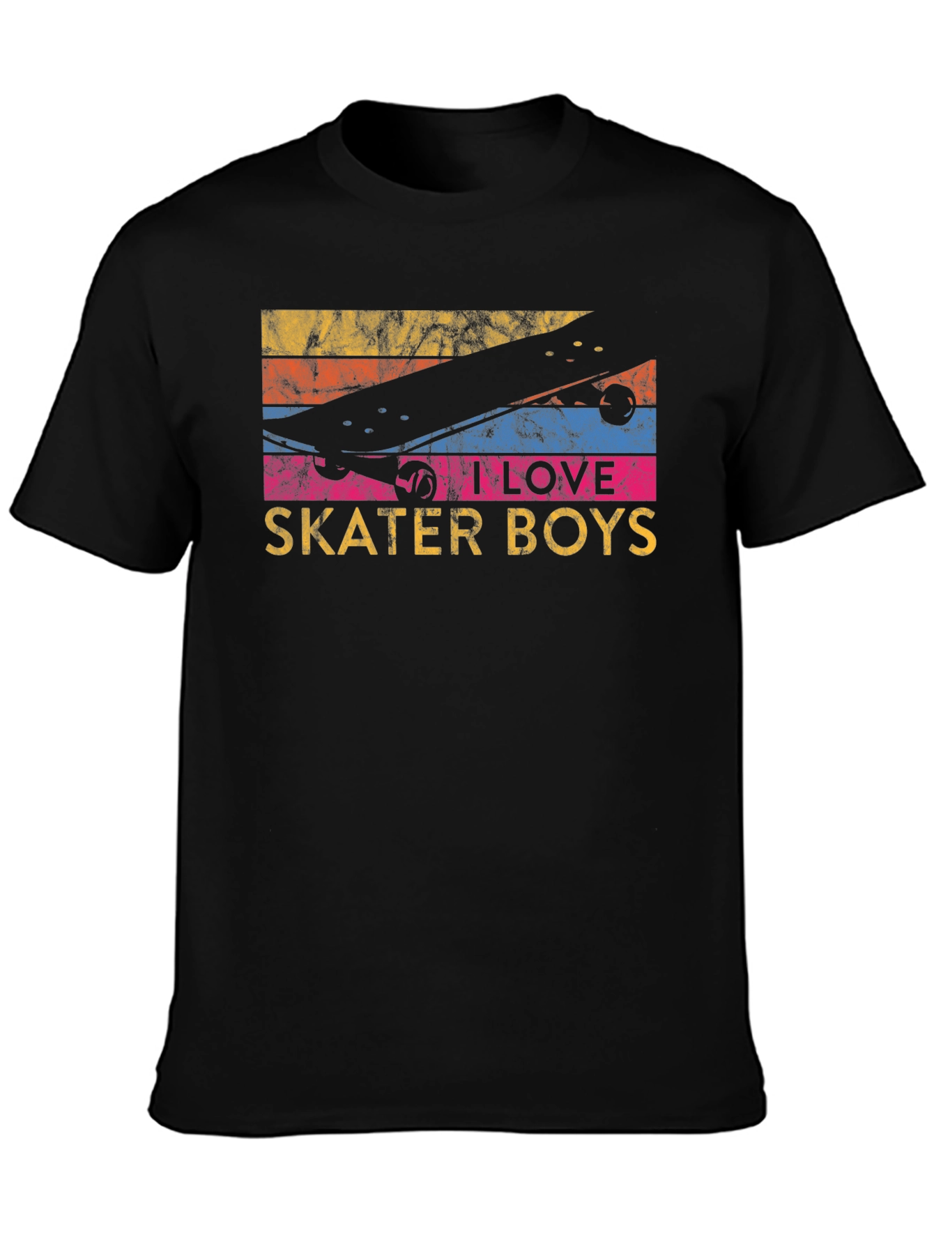 I Love Skater Boys Graphic T-Shirt - Black
