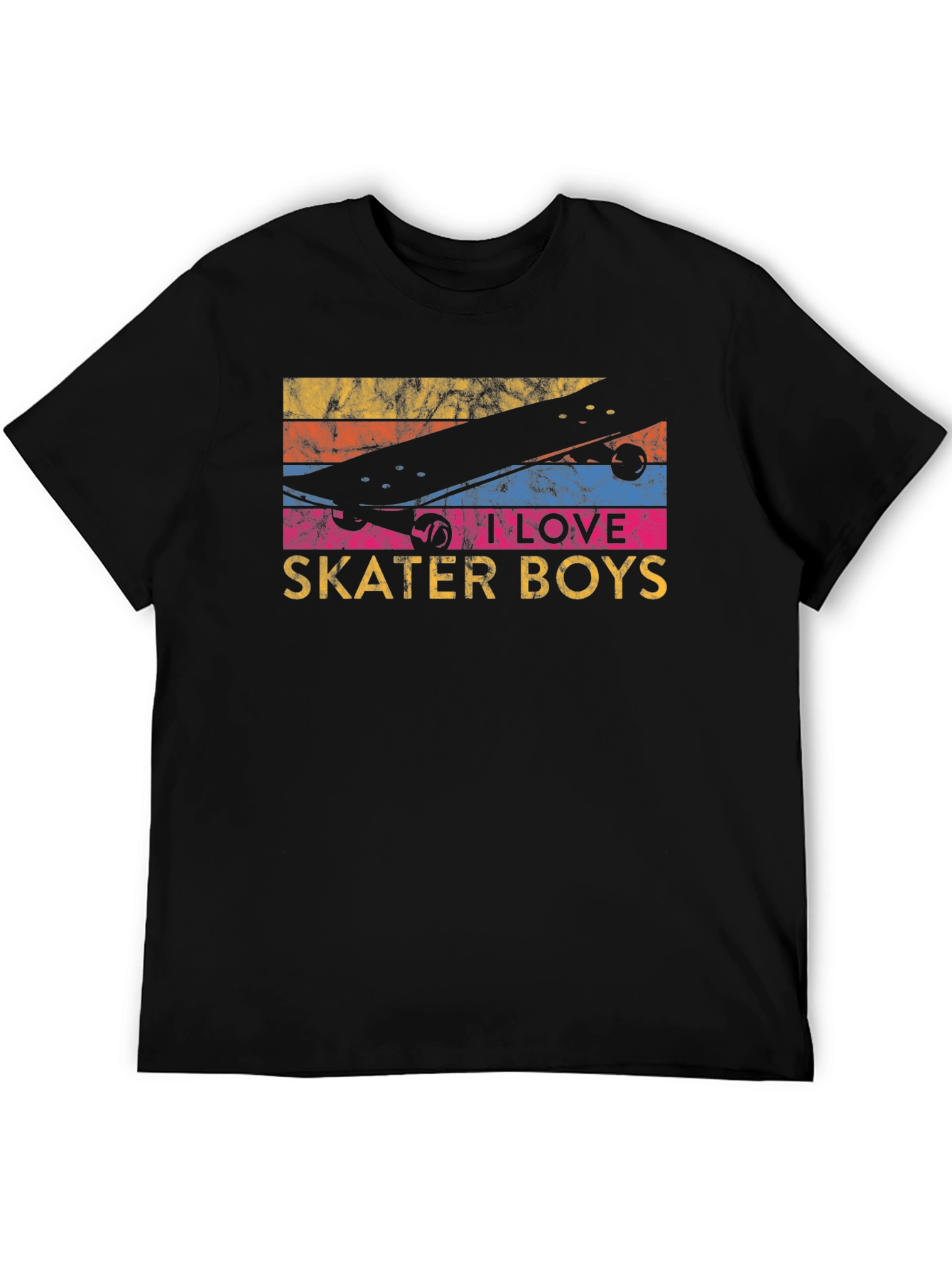 I Love Skater Boys Graphic T-Shirt - Black