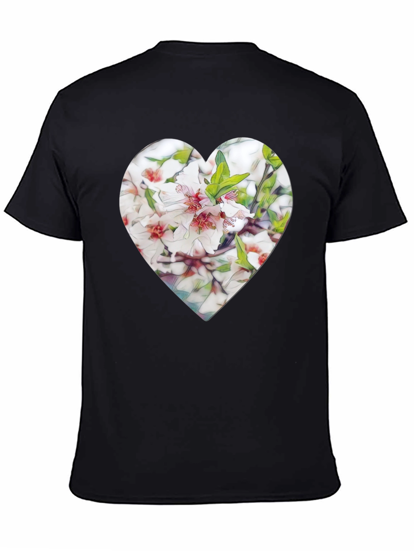 Heart Floral Graphic Tee - Stylish Black T-Shirt