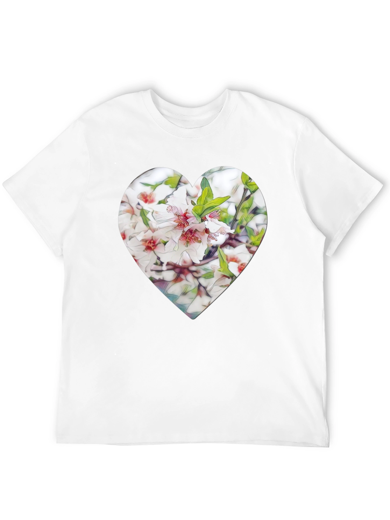 Heart Floral Graphic Tee - Stylish Black T-Shirt