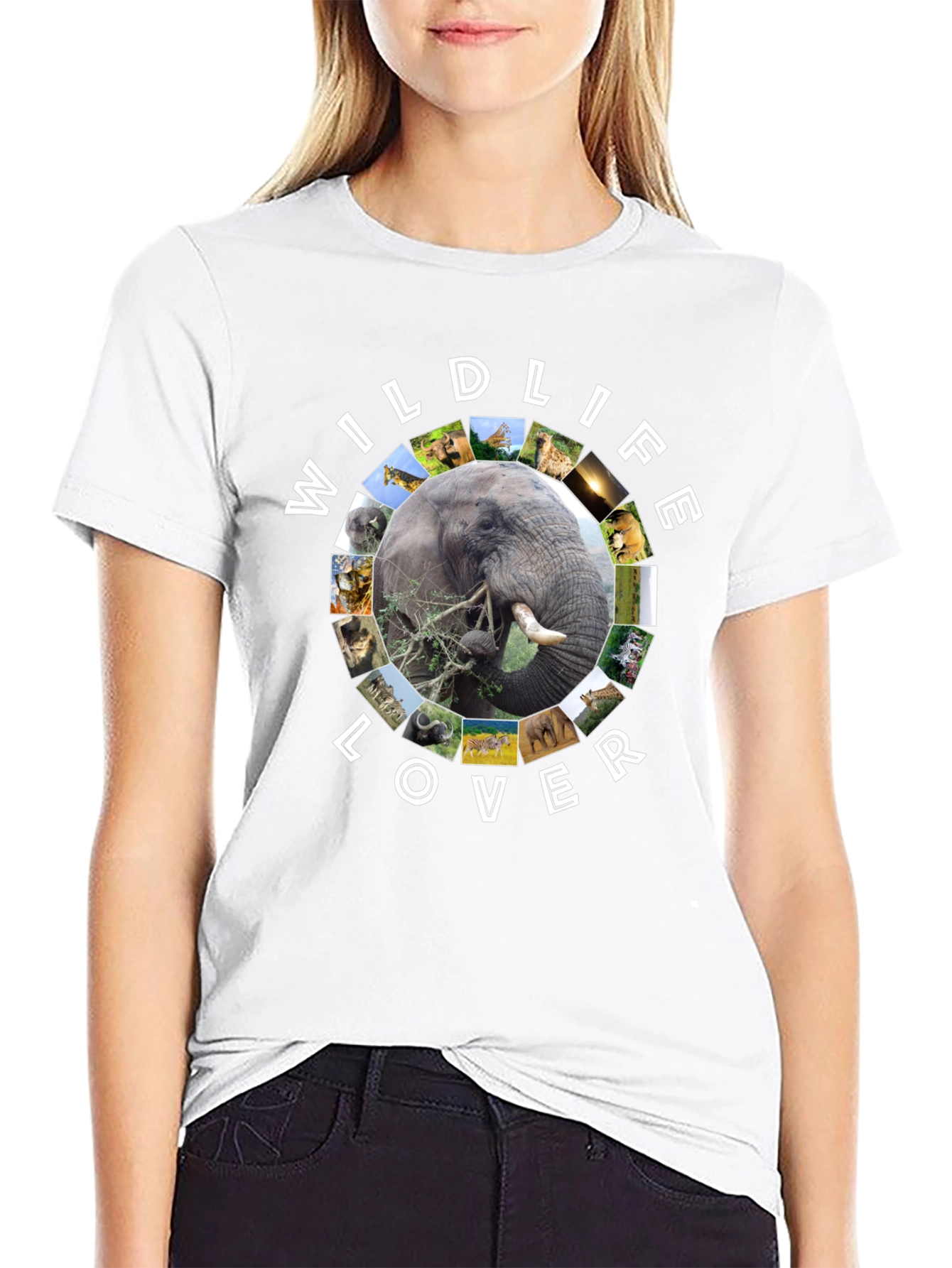Wildlife Lover Graphic Tee - Black Cotton T-Shirt