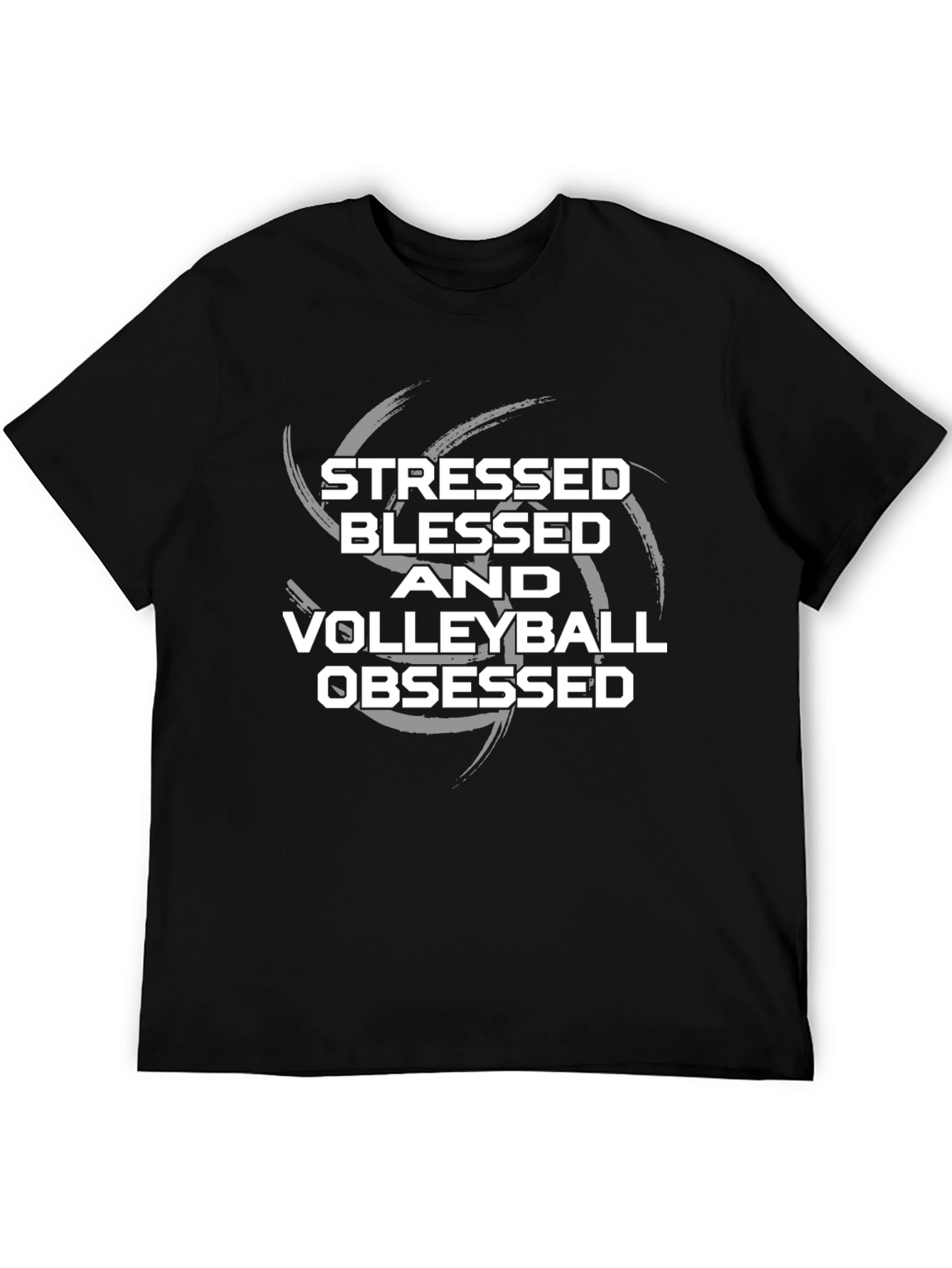 Stressed Blessed Volleyball Obsessed Black T-Shirt