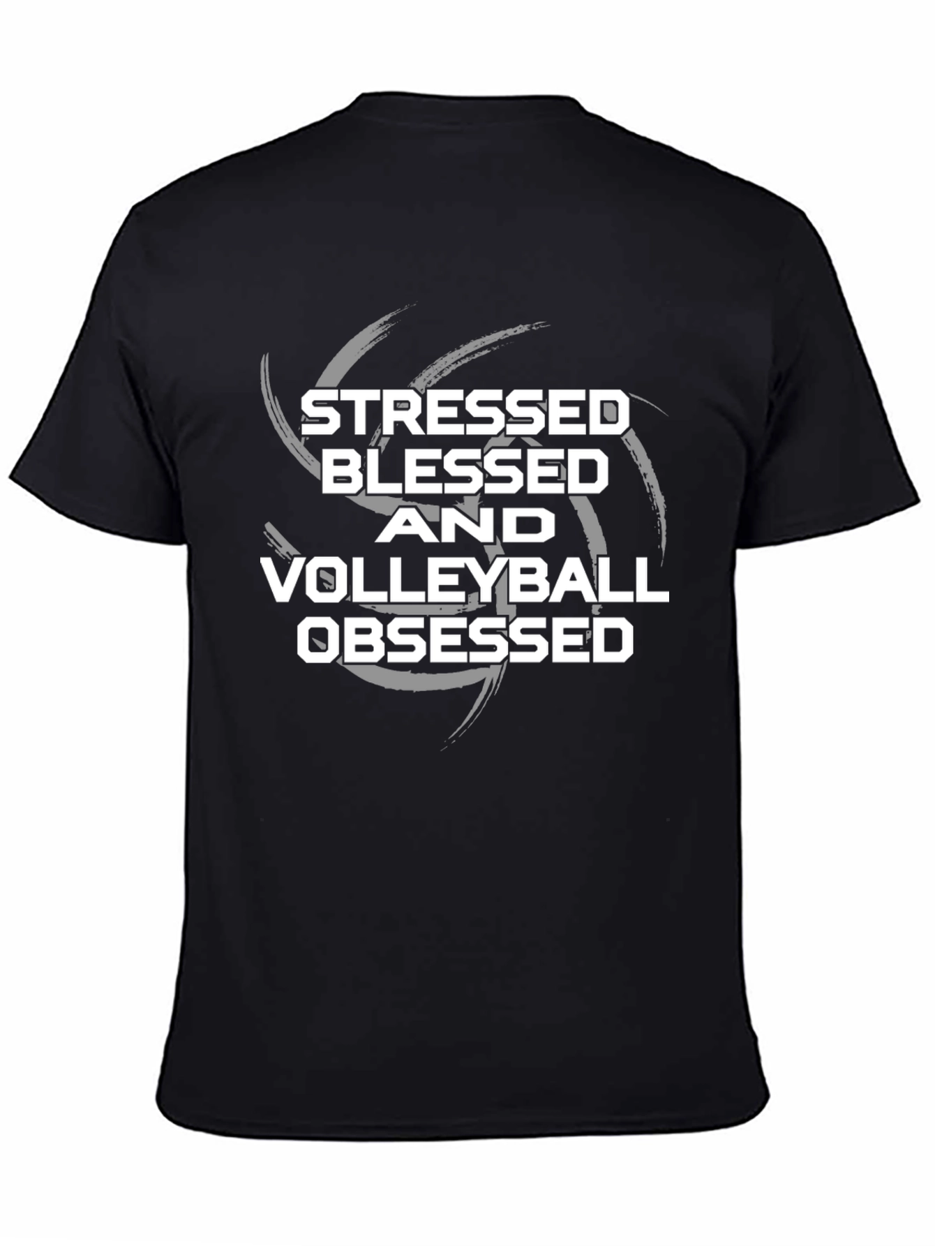 Stressed Blessed Volleyball Obsessed Black T-Shirt