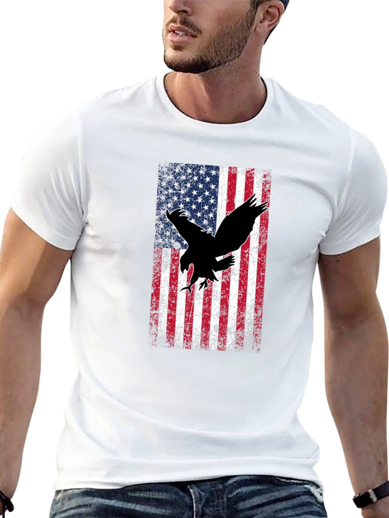 American Flag Eagle Graphic T-Shirt