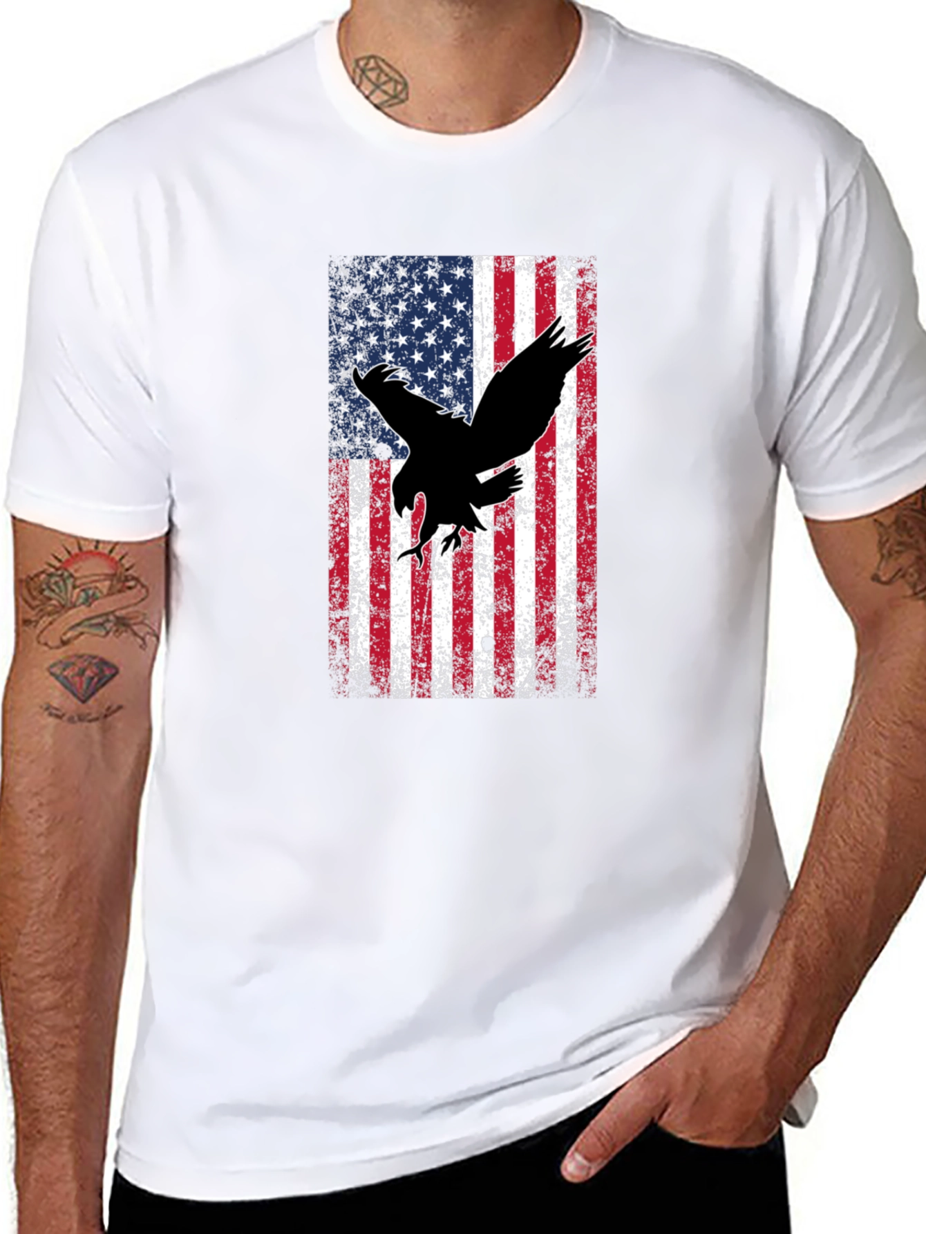 American Flag Eagle Graphic T-Shirt