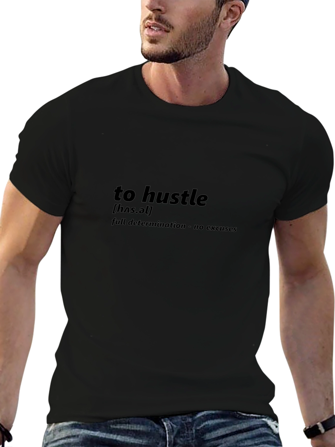 To Hustle Definition Tee - Black Cotton