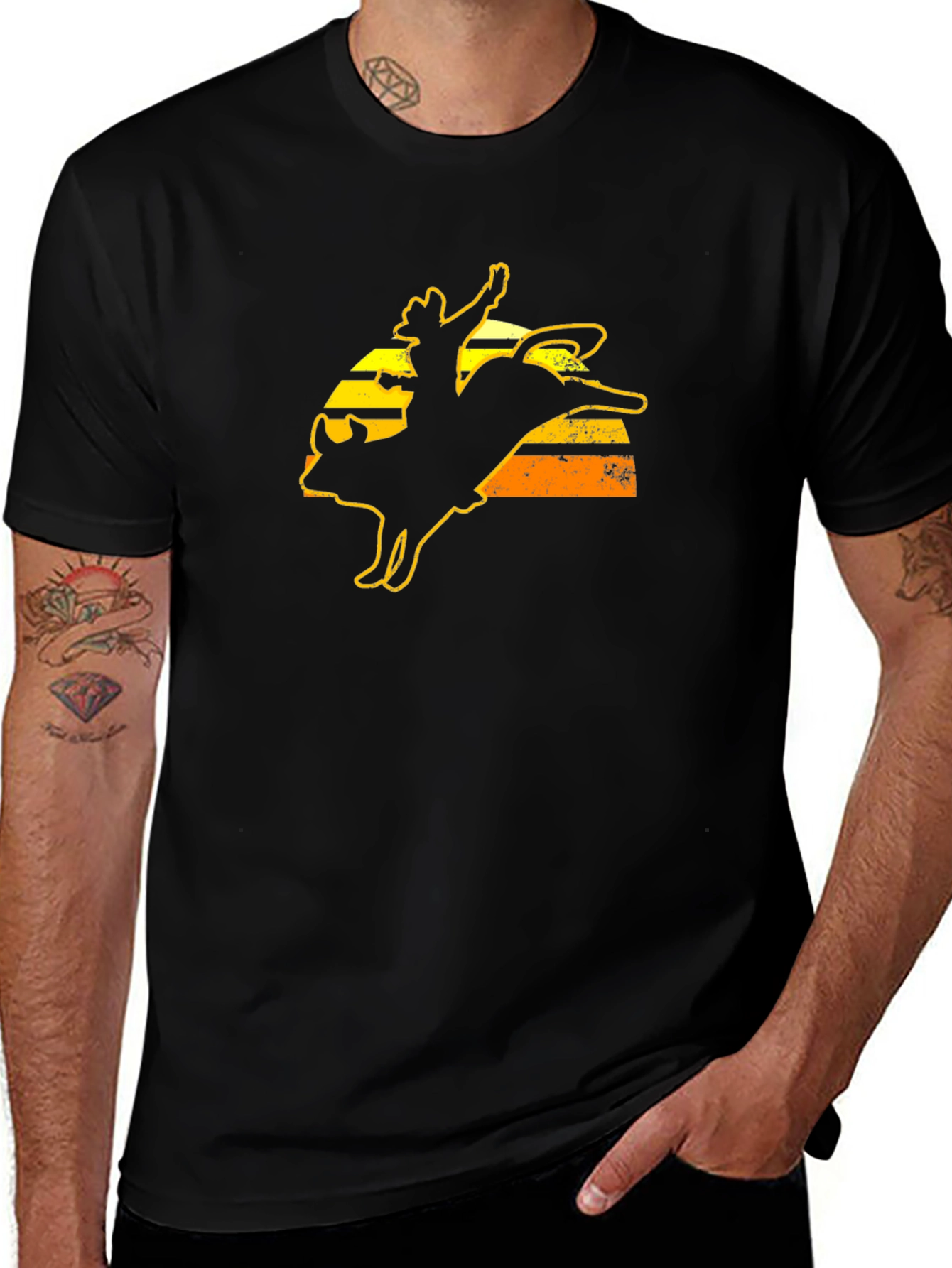 Rodeo Bull Rider Graphic Tee - Black
