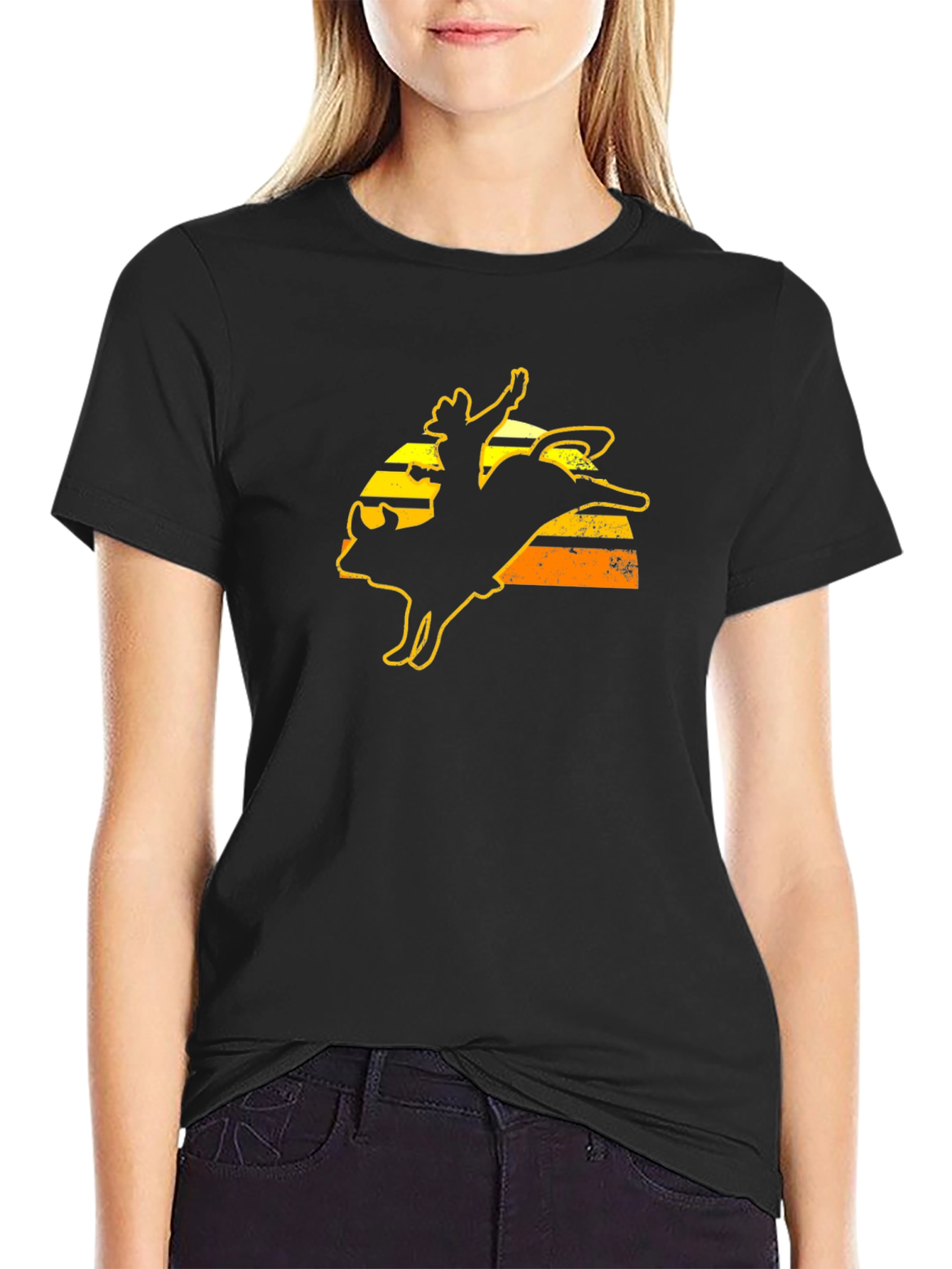 Rodeo Bull Rider Graphic Tee - Black
